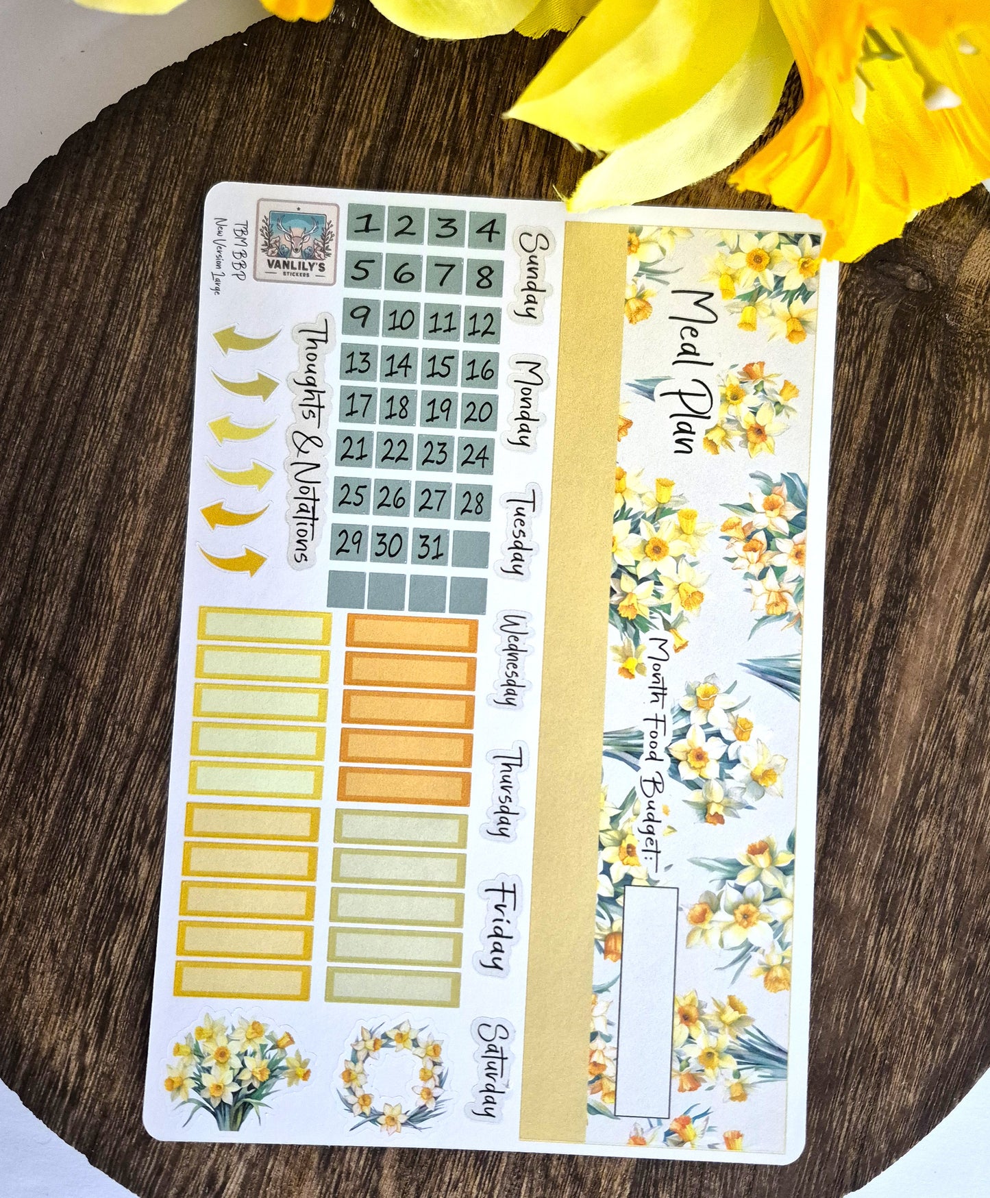 TBM BBP Workbook Sticker Kit, March Daffodils, Birth Month Flower