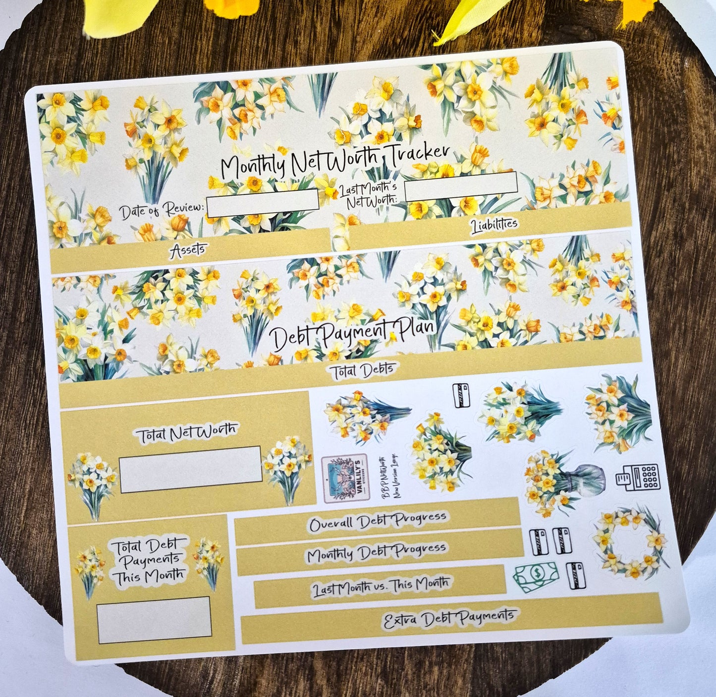 TBM BBP Workbook Sticker Kit, March Daffodils, Birth Month Flower