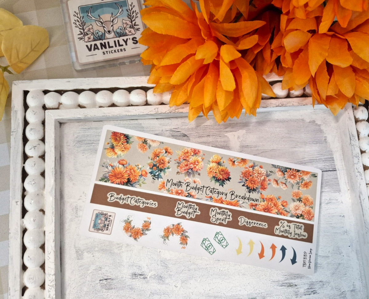 TBM BBP Workbook Sticker Kit, November Chrysanthemum , Birth Month Flower
