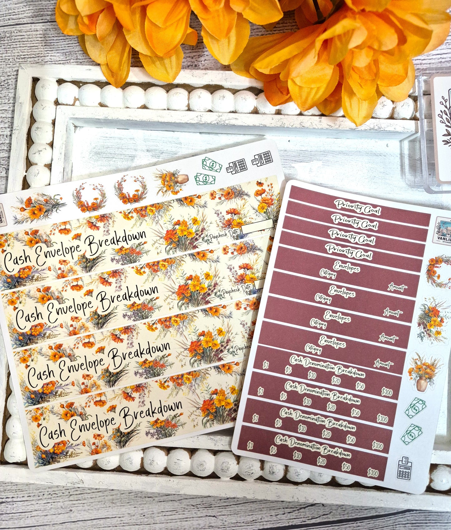 TBM BBP Workbook Sticker Kit, October Marigold, Birth Month Flower