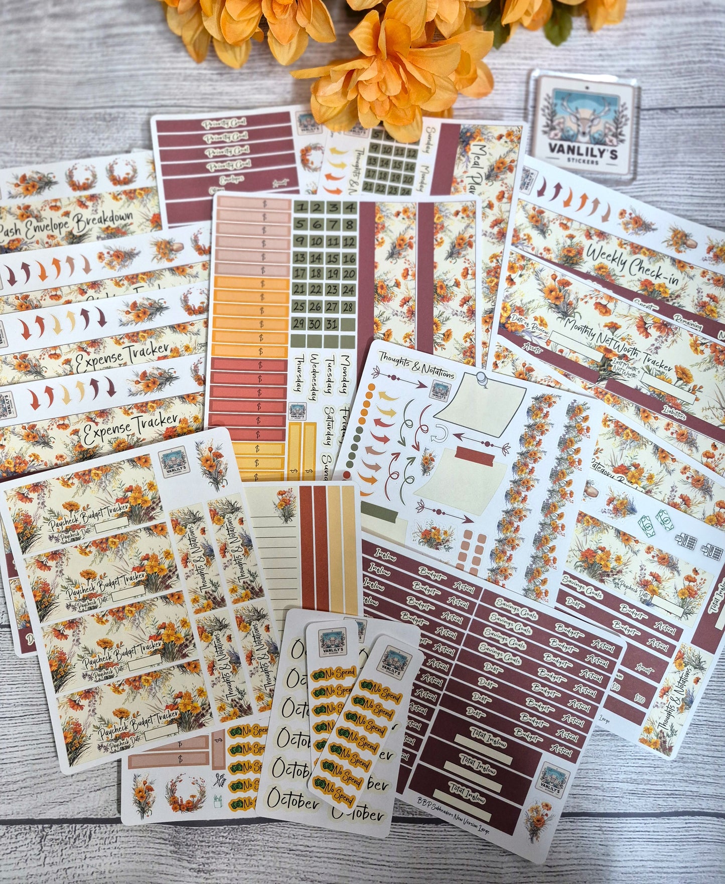 TBM BBP Workbook Sticker Kit, October Marigold, Birth Month Flower