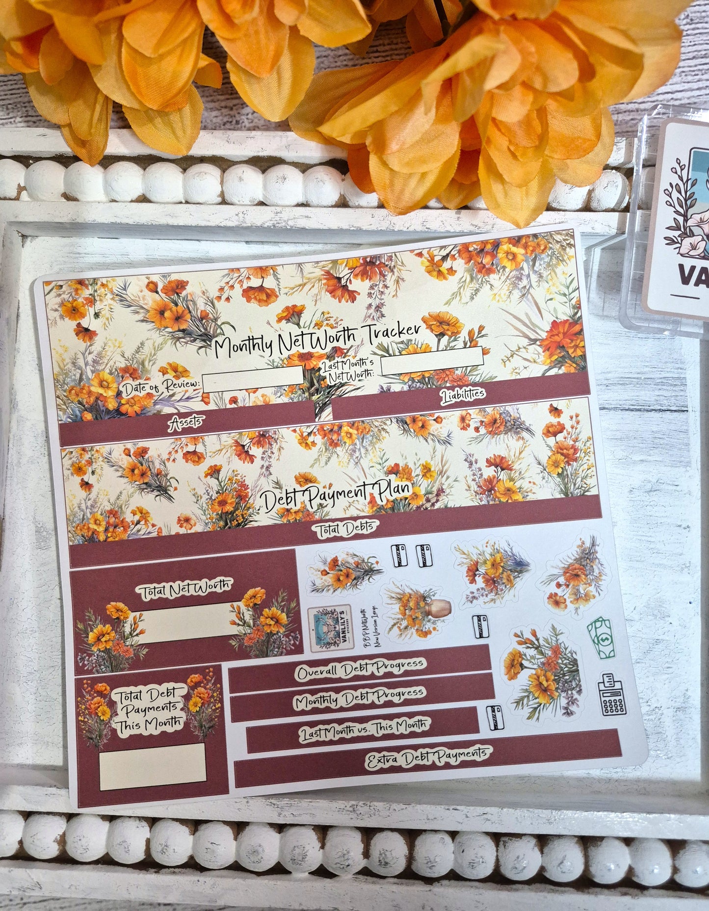 TBM BBP Workbook Sticker Kit, October Marigold, Birth Month Flower