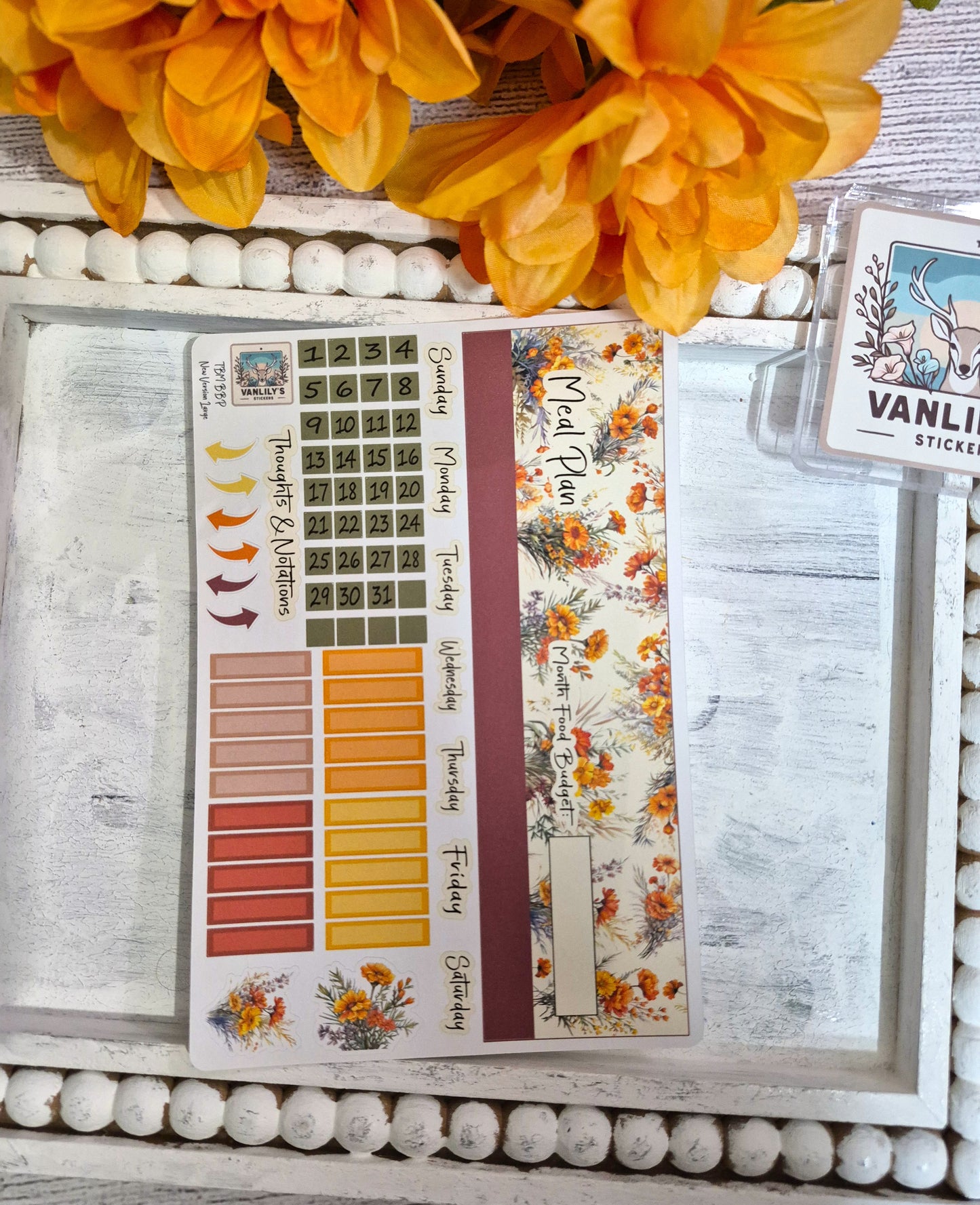 TBM BBP Workbook Sticker Kit, October Marigold, Birth Month Flower