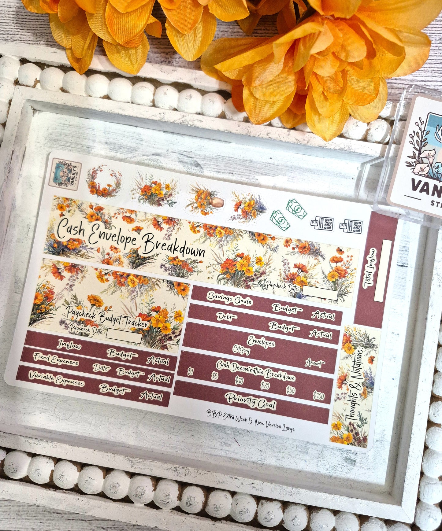 TBM BBP Workbook Sticker Kit, October Marigold, Birth Month Flower