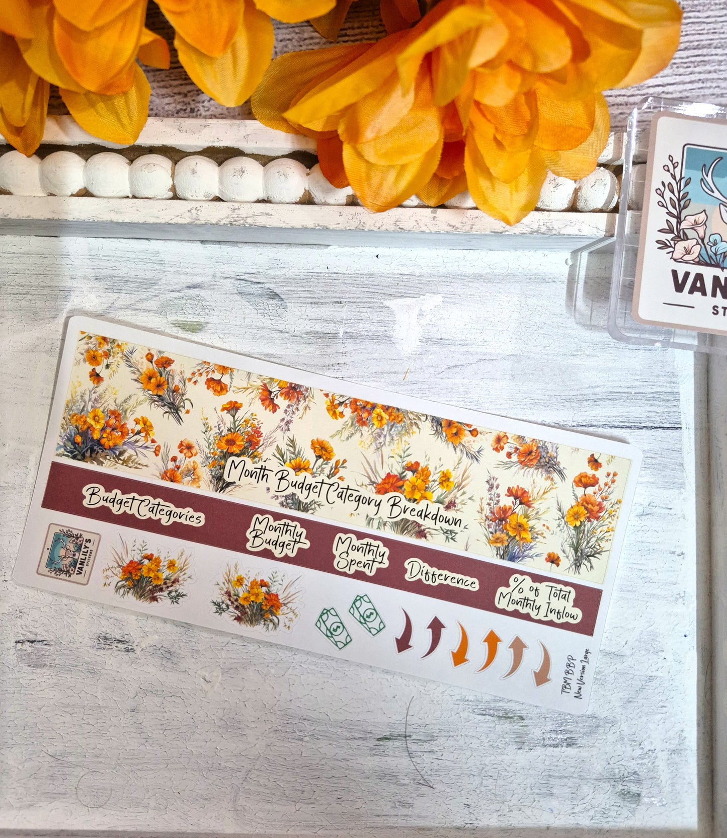 TBM BBP Workbook Sticker Kit, October Marigold, Birth Month Flower