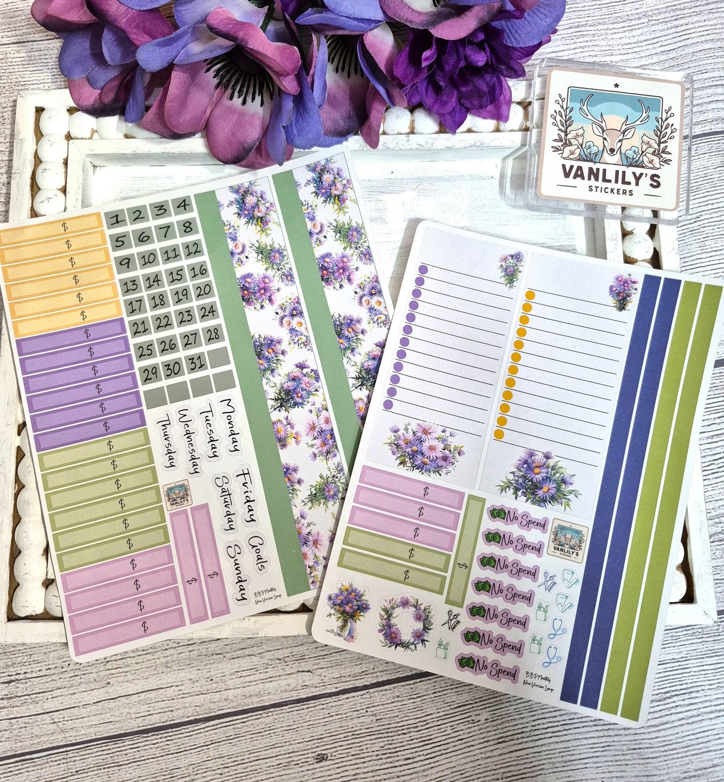 TBM BBP Workbook Sticker Kit, September Aster, Birth Month Flower