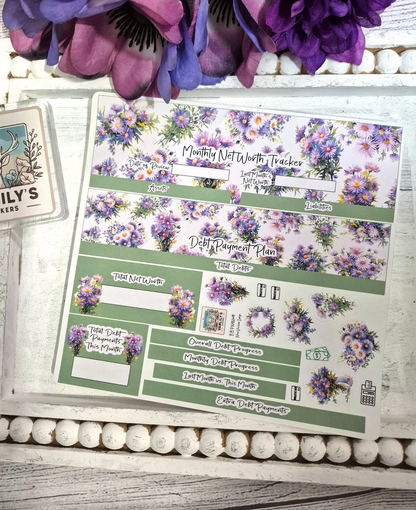 TBM BBP Workbook Sticker Kit, September Aster, Birth Month Flower