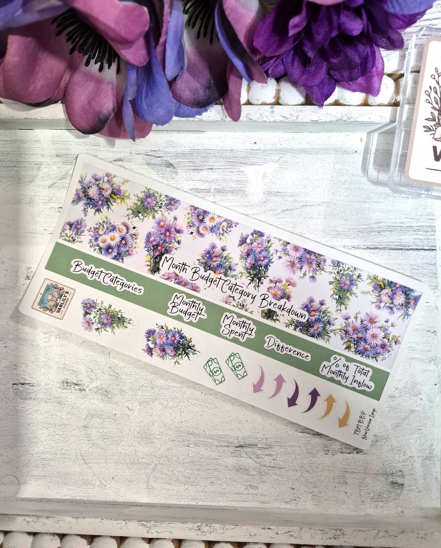 TBM BBP Workbook Sticker Kit, September Aster, Birth Month Flower