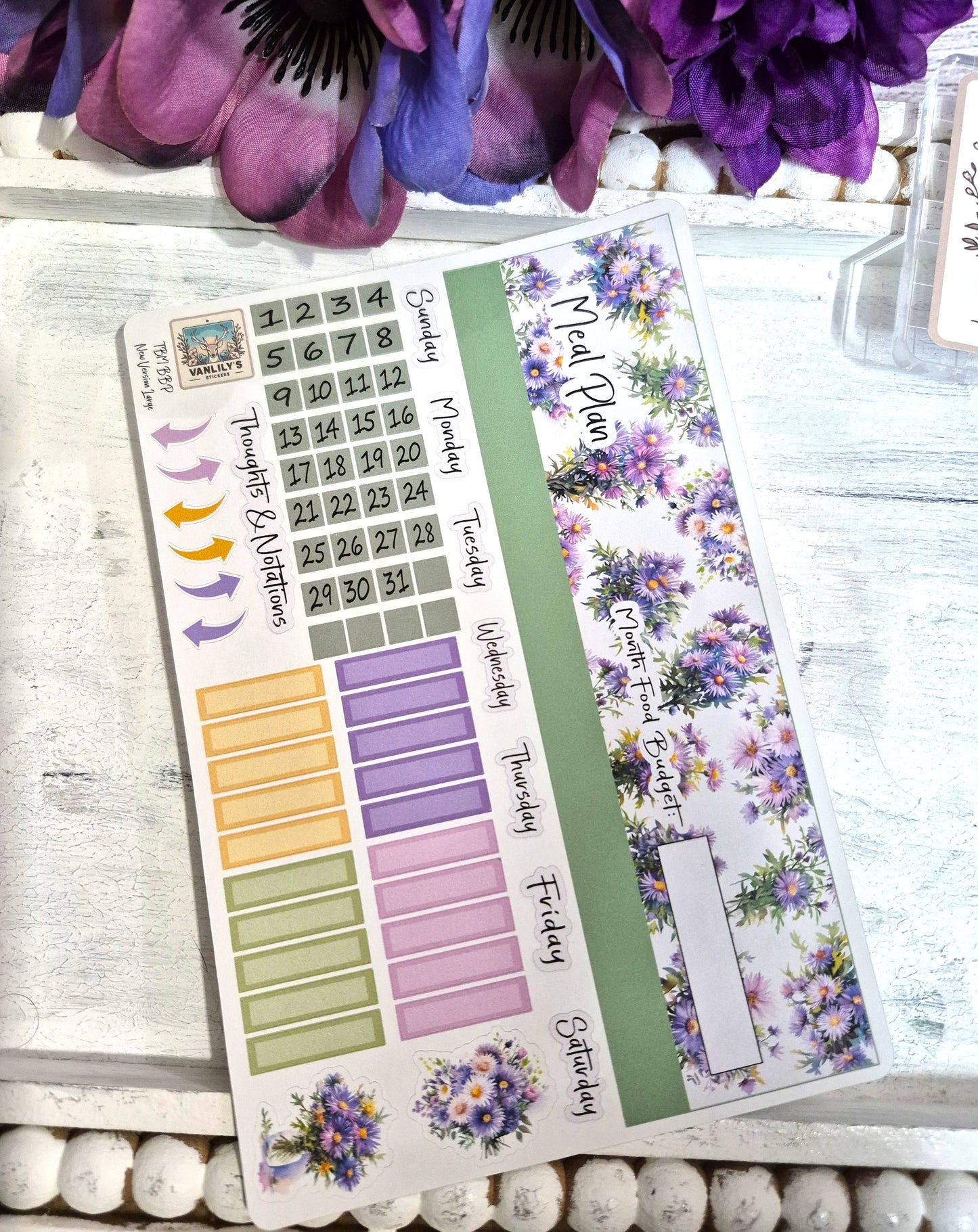 TBM BBP Workbook Sticker Kit, September Aster, Birth Month Flower