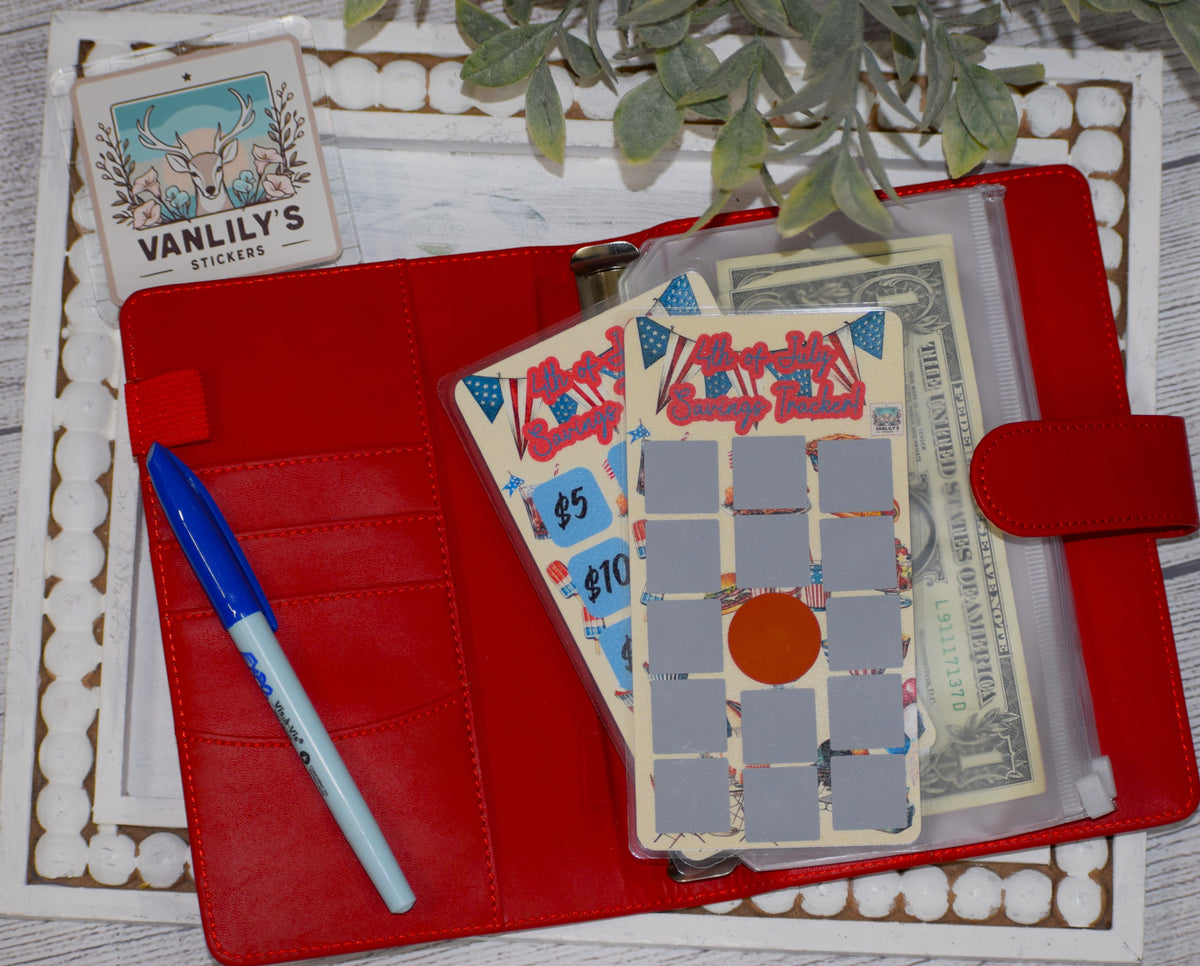 4th of July Scratch Off Savings Tracker | A6 Laminated Budget Binder Insert | Cash Envelope Binder Insert | Patriotic Savings Challenge