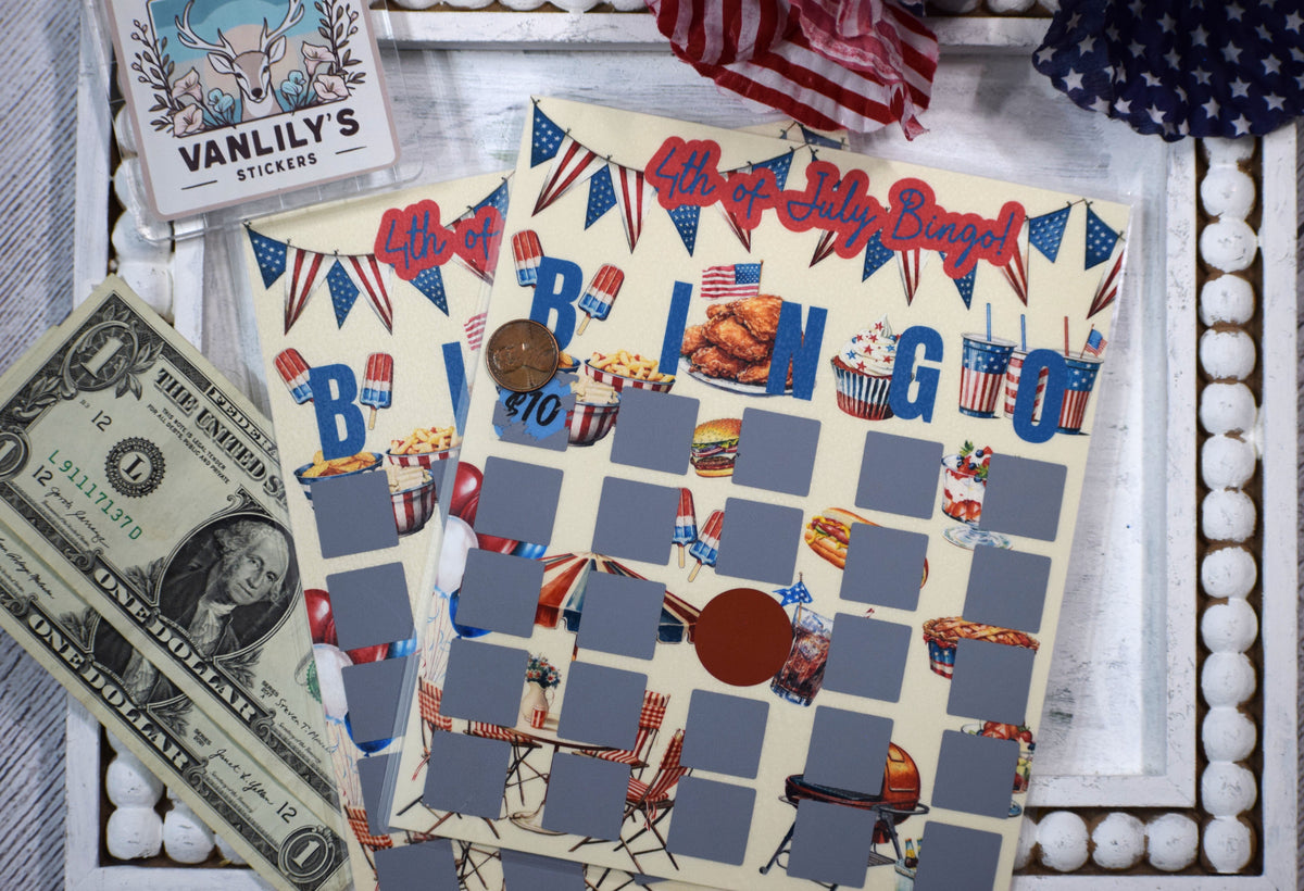 4th of July Bingo Scratch Off Savings Challenge | Patriotic Budget Game | Cash Envelope Savings Challenge | Red White & Blue Tracker