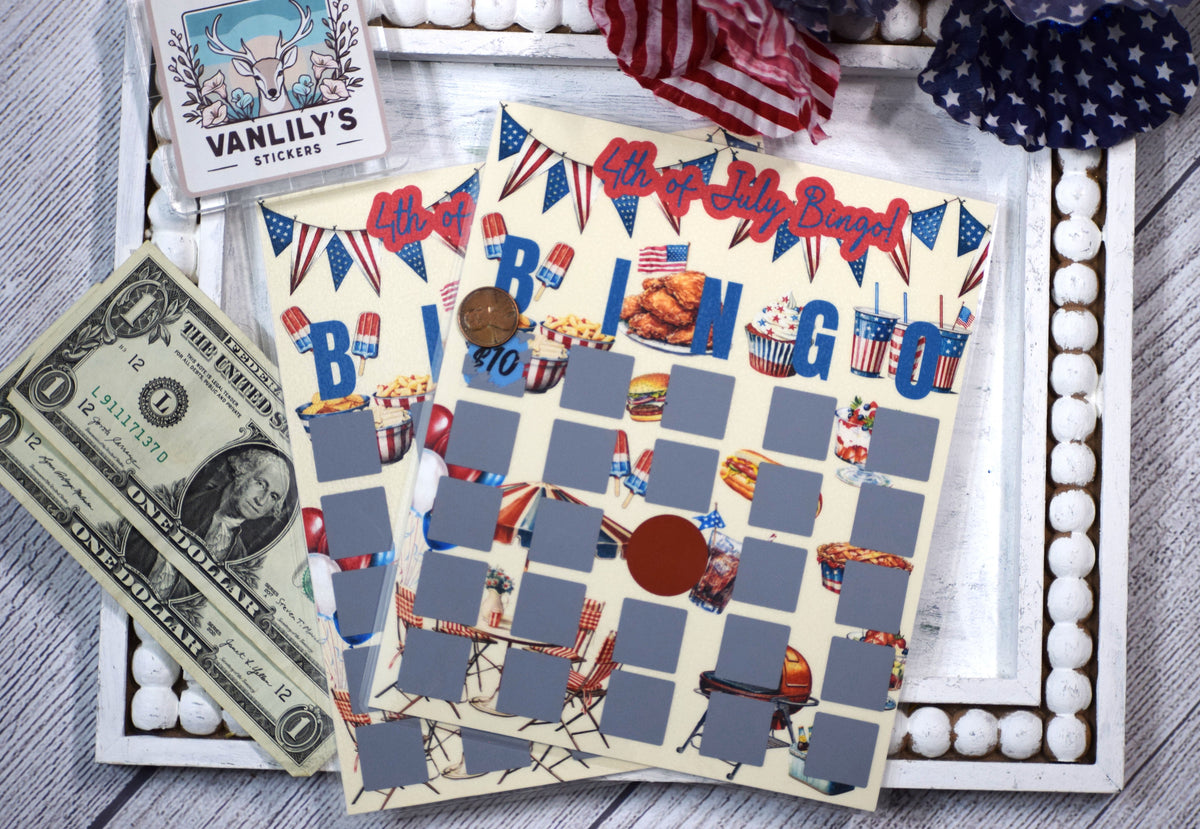 4th of July Bingo Scratch Off Savings Challenge | Patriotic Budget Game | Cash Envelope Savings Challenge | Red White & Blue Tracker