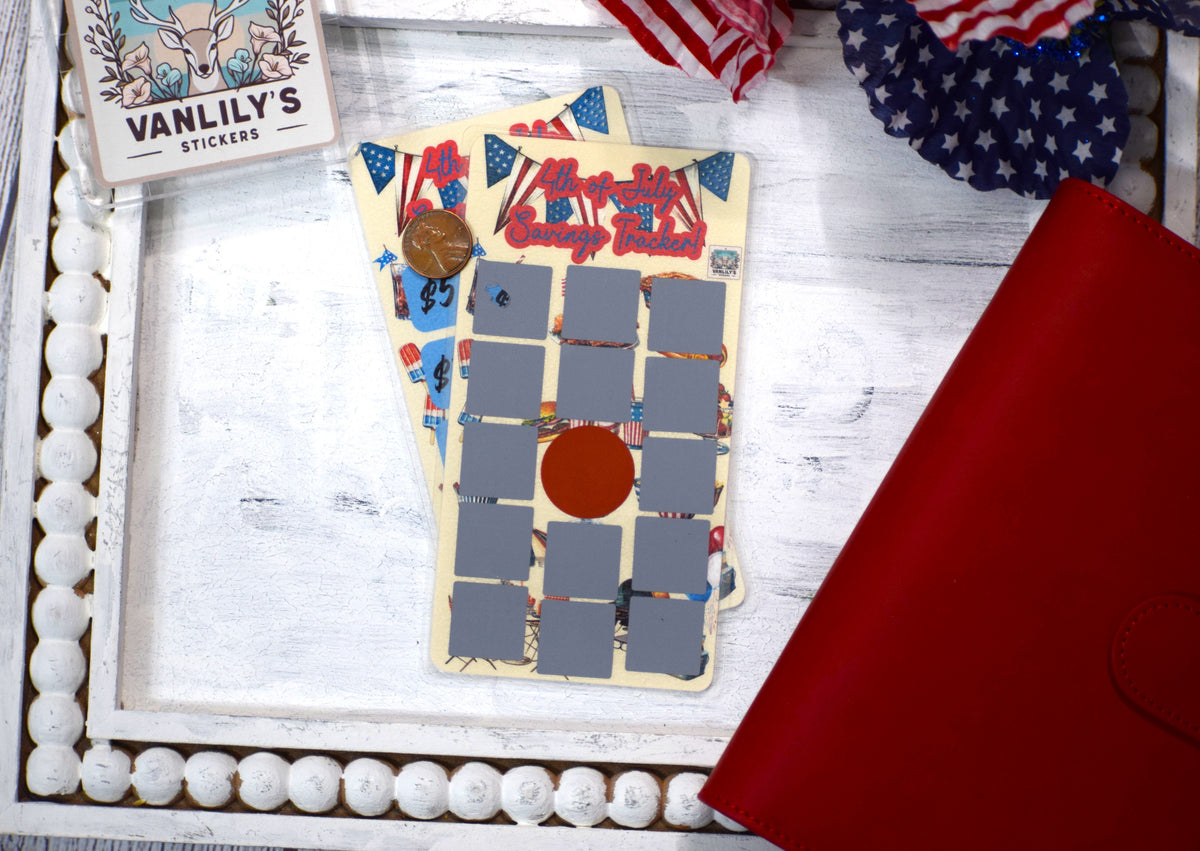4th of July Scratch Off Savings Tracker | A6 Laminated Budget Binder Insert | Cash Envelope Binder Insert | Patriotic Savings Challenge