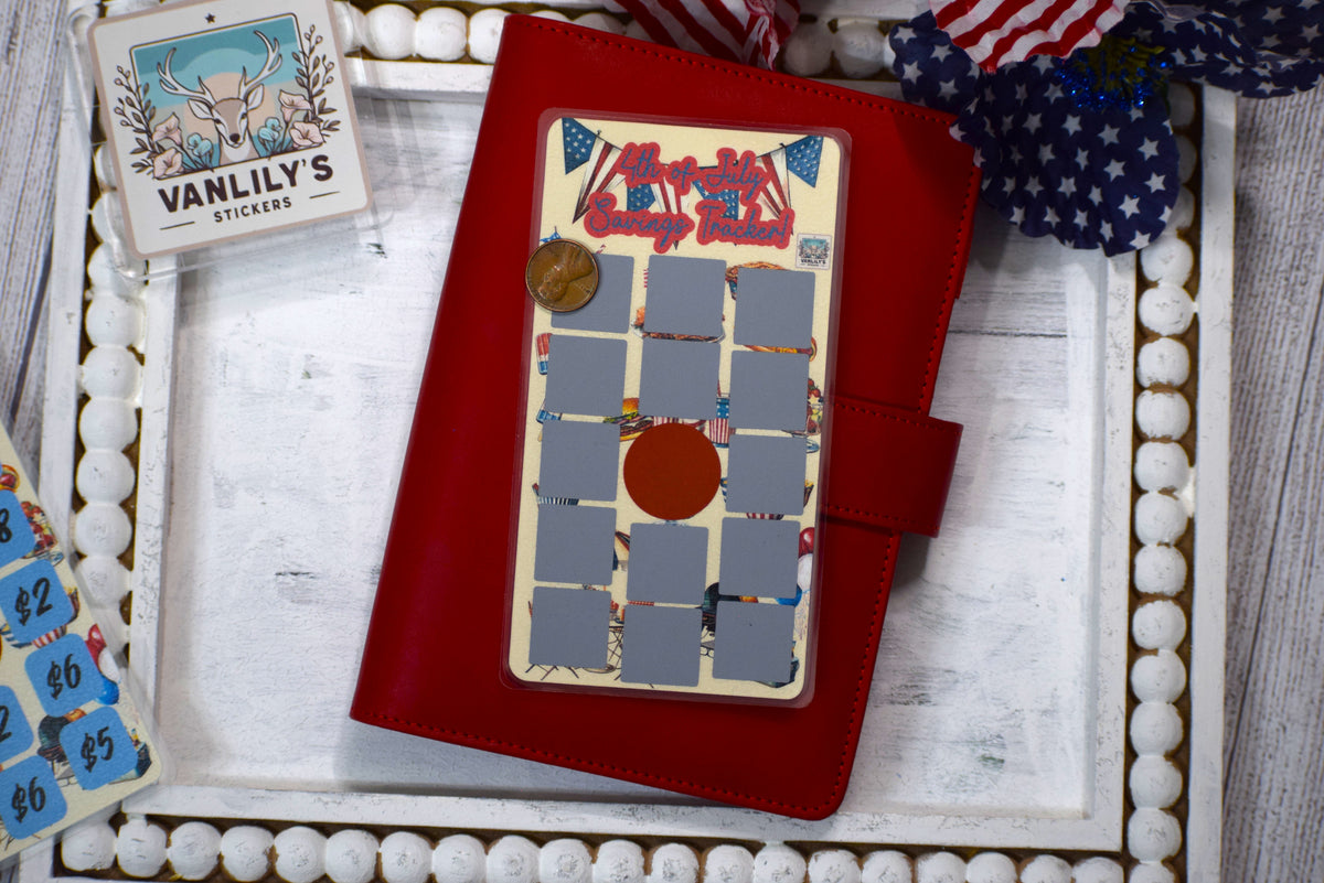 4th of July Scratch Off Savings Tracker | A6 Laminated Budget Binder Insert | Cash Envelope Binder Insert | Patriotic Savings Challenge
