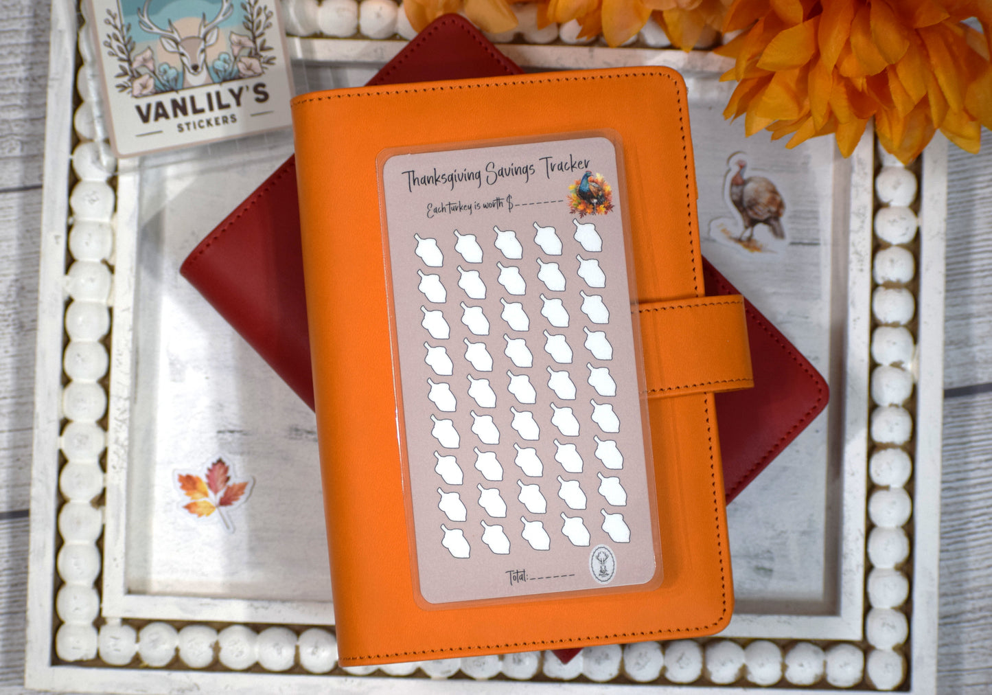 Thanksgiving Savings Challenge | A6 Laminated Budget Binder Insert | Cash Envelope Budgeting | Acorn Icon Savings Tracker