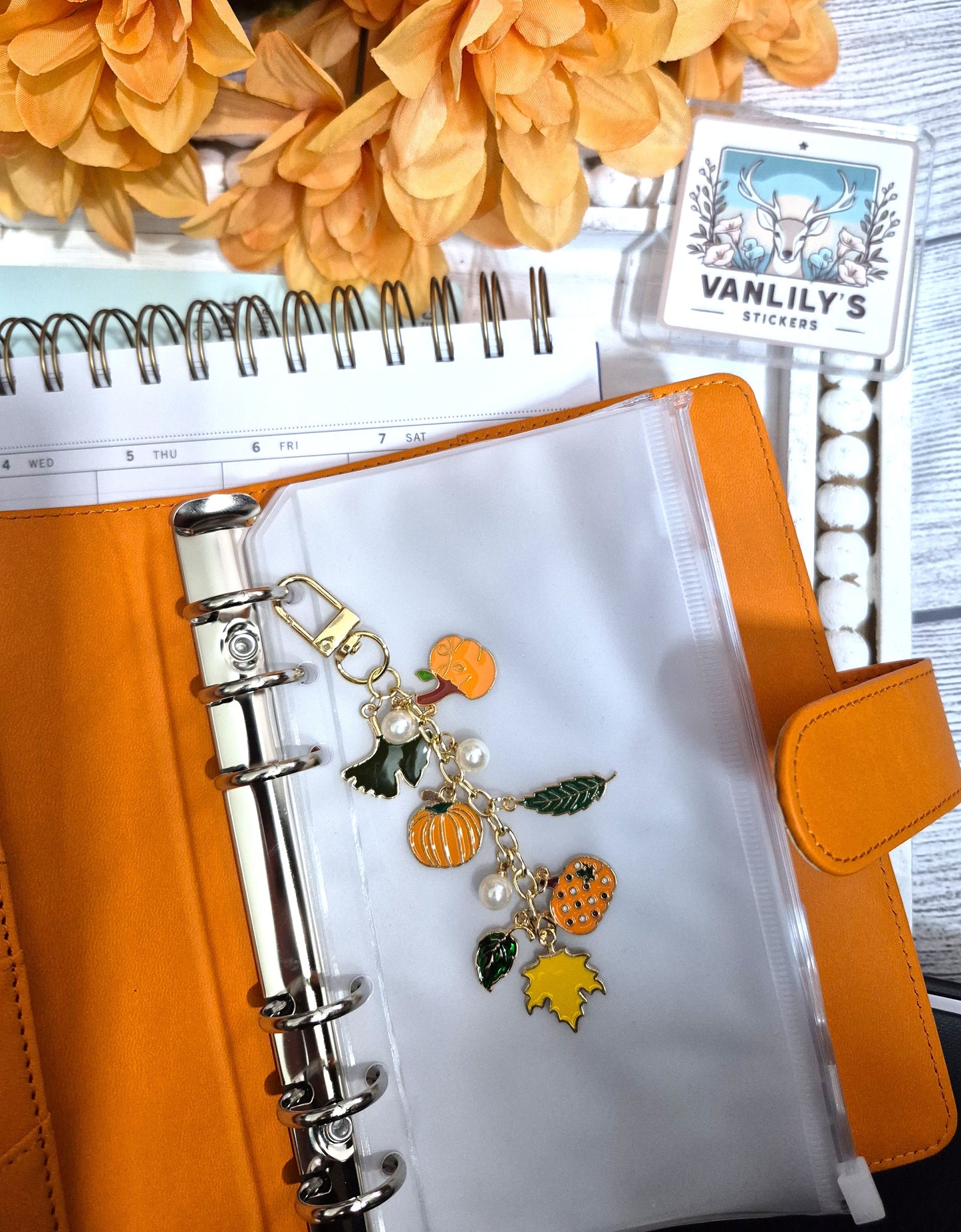 Autumn Pumpkin Charm | Binder Charm | Travelers Notebook Charm | Dangle Charm | Purse, Bag Charm