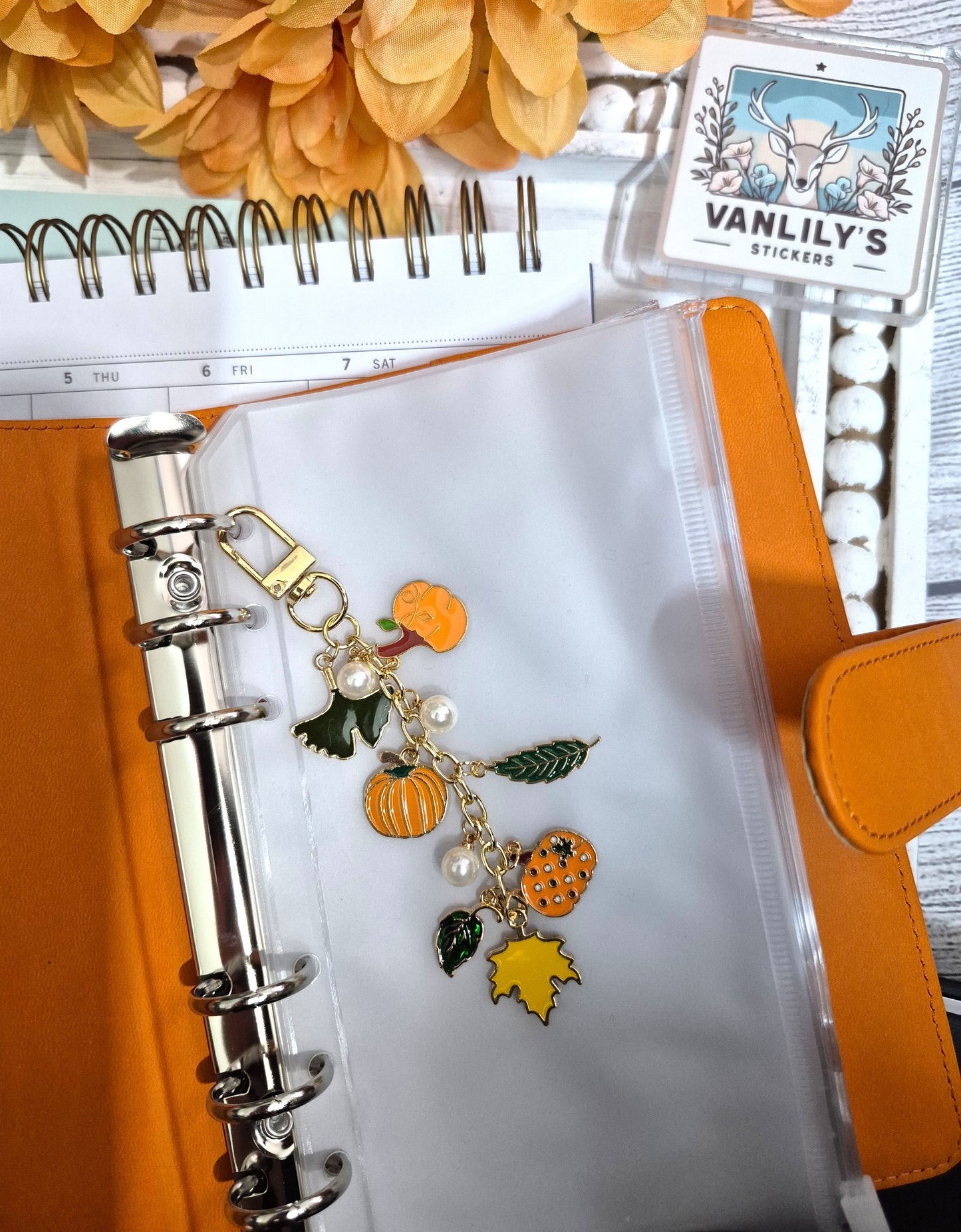 Autumn Pumpkin Charm | Binder Charm | Travelers Notebook Charm | Dangle Charm | Purse, Bag Charm