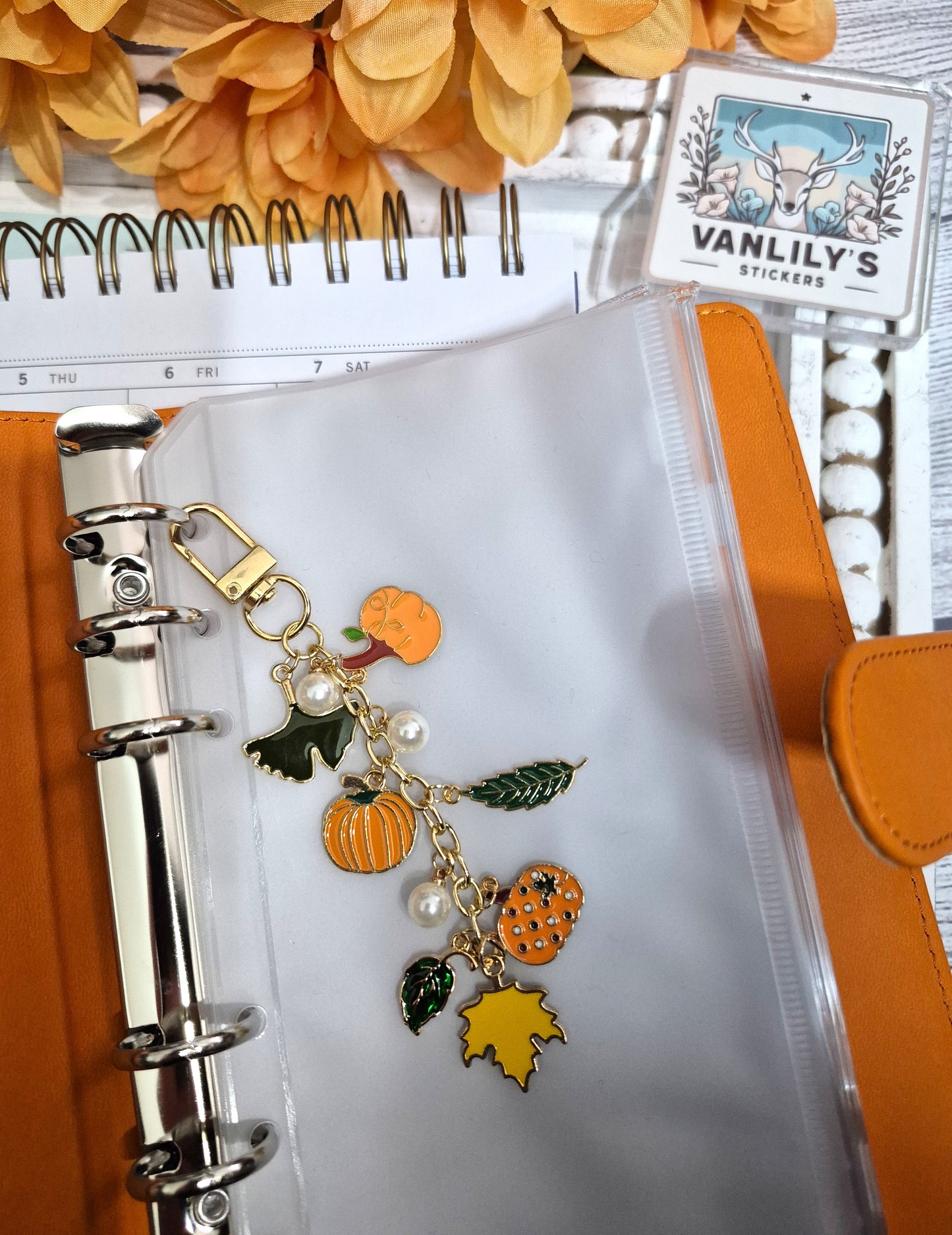 Autumn Pumpkin Charm | Binder Charm | Travelers Notebook Charm | Dangle Charm | Purse, Bag Charm