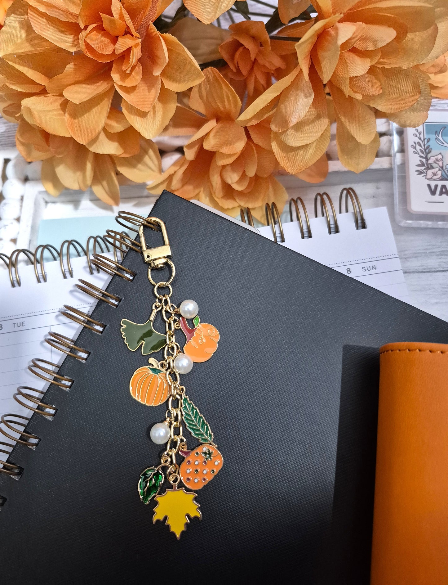 Autumn Pumpkin Charm | Binder Charm | Travelers Notebook Charm | Dangle Charm | Purse, Bag Charm