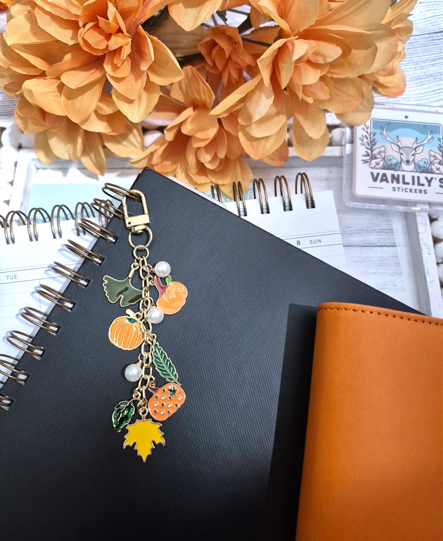 Autumn Pumpkin Charm | Binder Charm | Travelers Notebook Charm | Dangle Charm | Purse, Bag Charm
