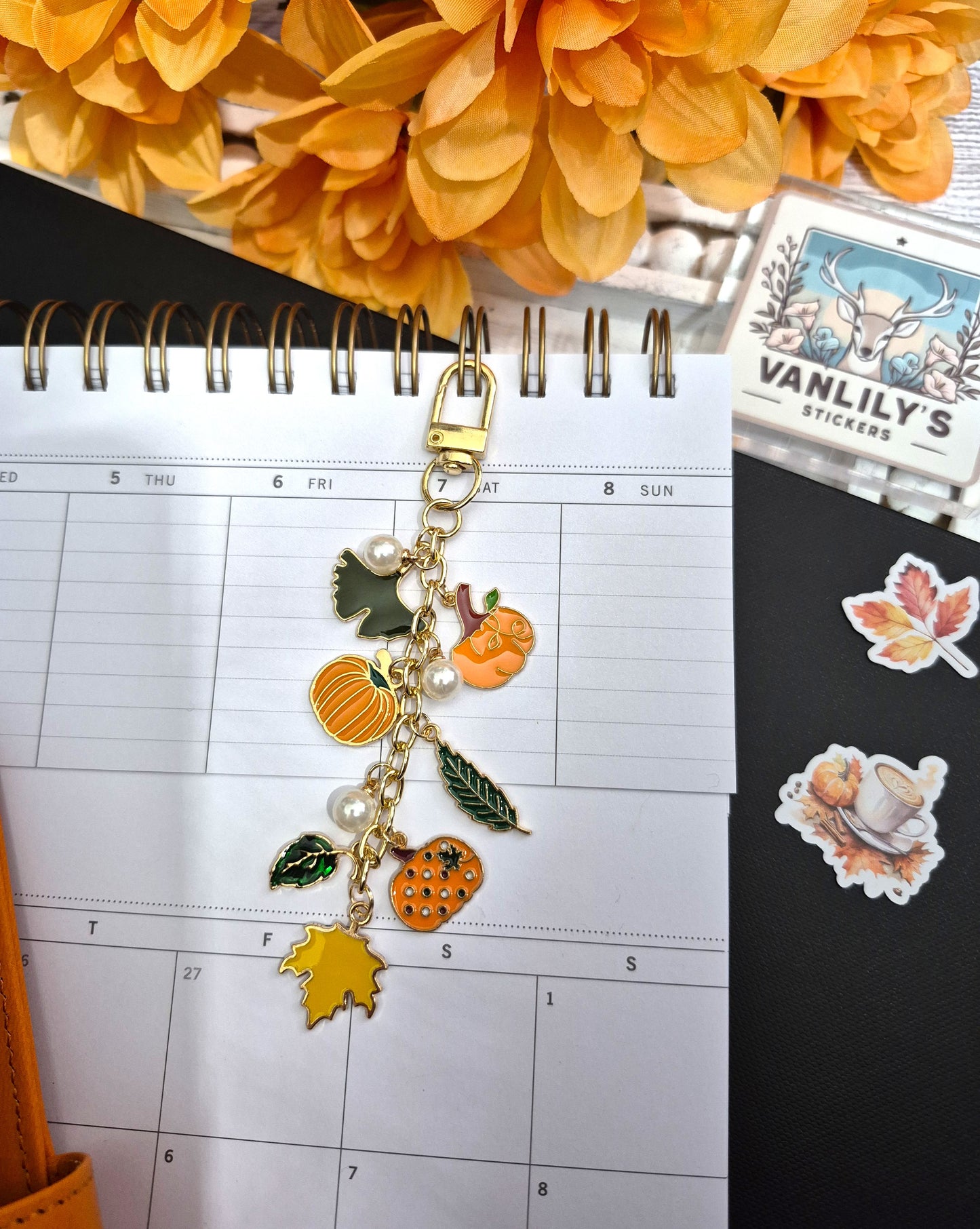 Autumn Pumpkin Charm | Binder Charm | Travelers Notebook Charm | Dangle Charm | Purse, Bag Charm