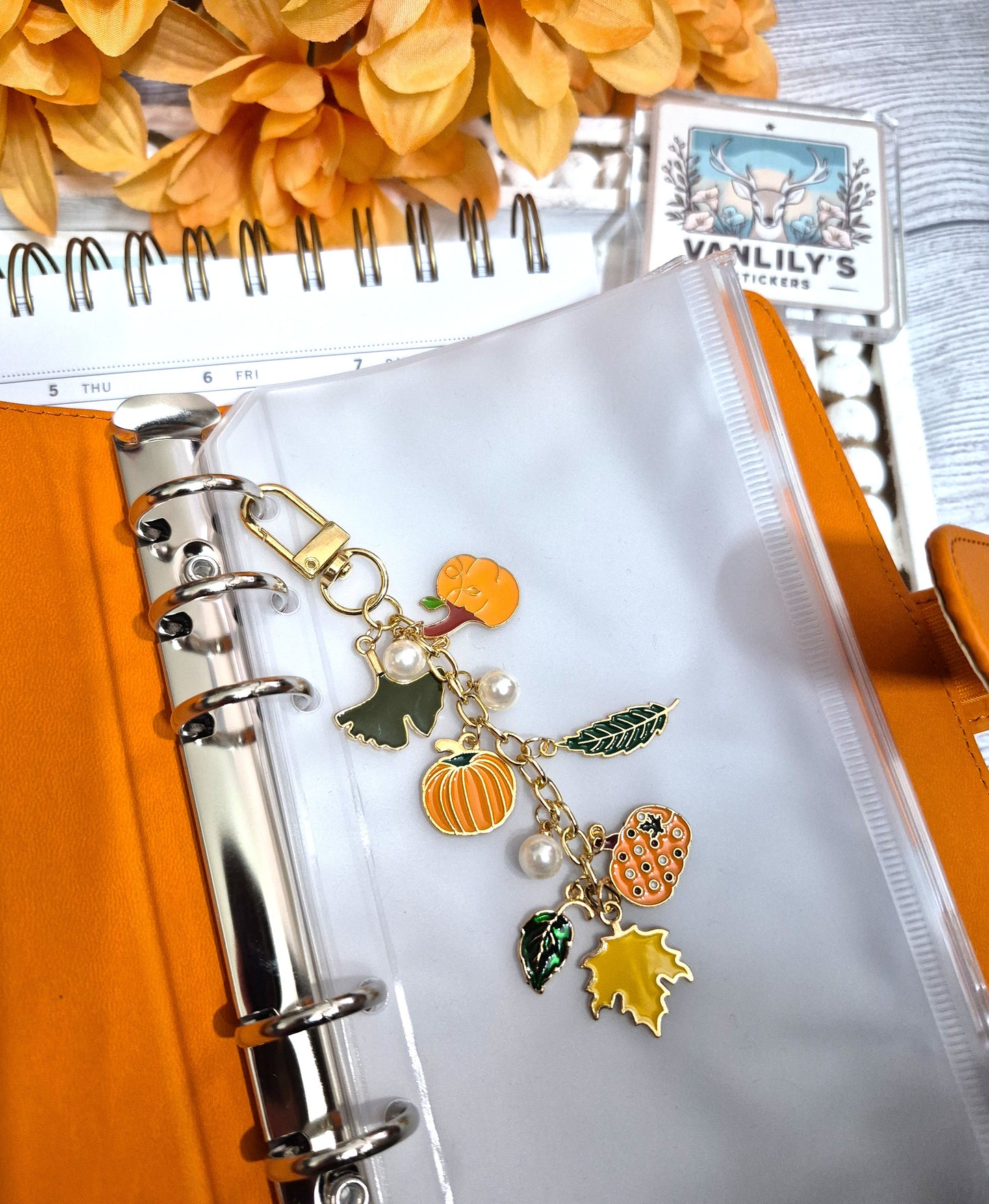 Autumn Pumpkin Charm | Binder Charm | Travelers Notebook Charm | Dangle Charm | Purse, Bag Charm