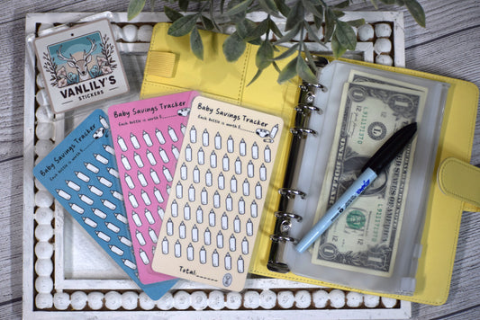 Baby Savings Tracker | A6 Laminated Budget Binder Insert | Cash Envelope Budgeting | Baby Fund Challenge