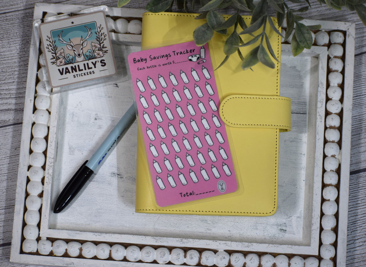 Baby Savings Tracker | A6 Laminated Budget Binder Insert | Cash Envelope Budgeting | Baby Fund Challenge