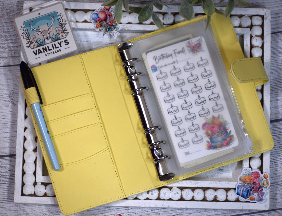 Birthday Fund Savings Challenge | A6 Laminated Budget Binder Insert | Cash Envelope Budgeting |  Cake Savings Tracker