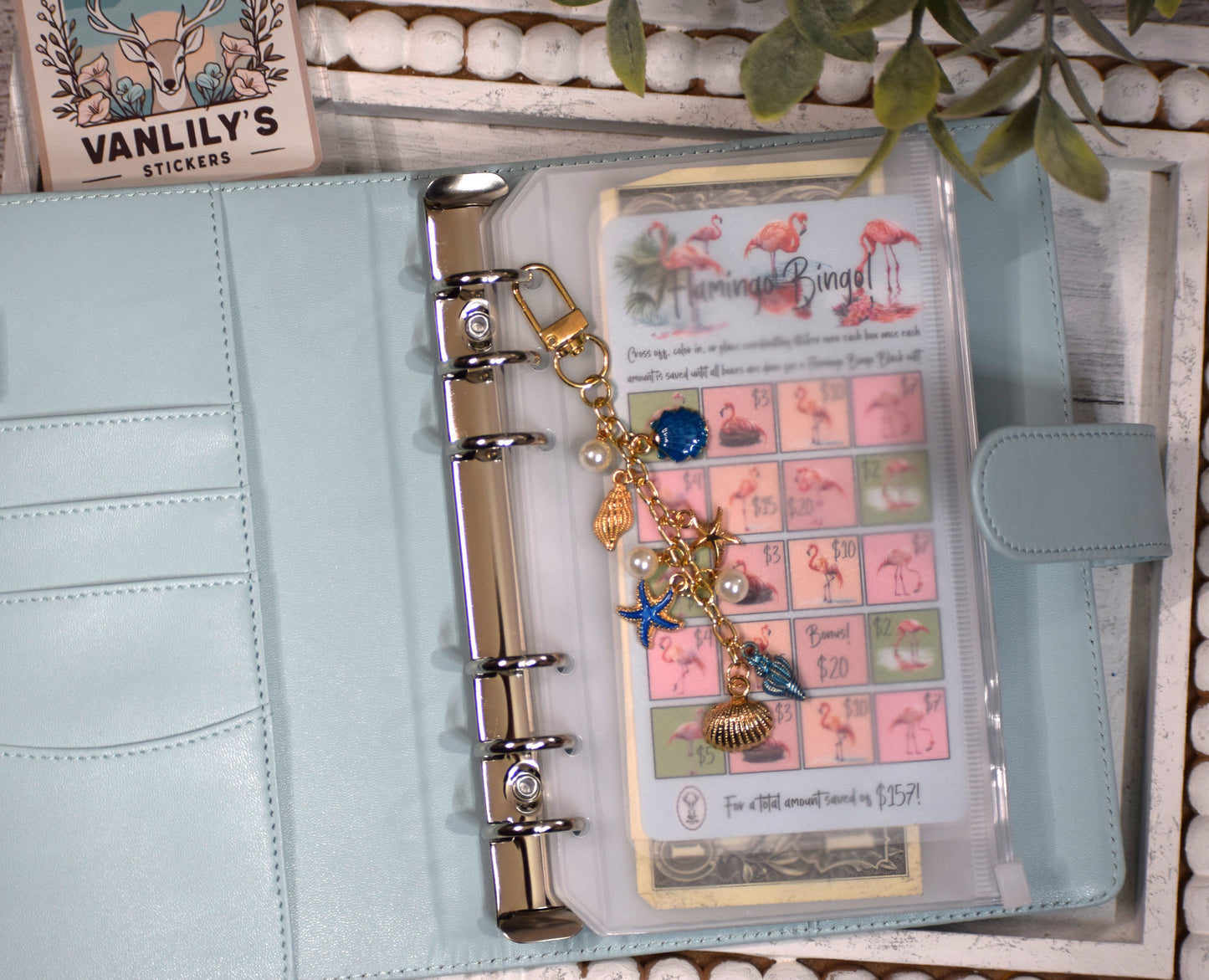 Coastal Blue Seashell Planner Charm | Binder Charm | Travelers Notebook Charm | Dangle Charm | Purse, Bag Charm
