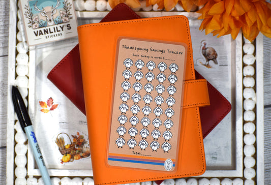 Thanksgiving Savings Challenge | A6 Laminated Budget Binder Insert | Cash Envelope Budgeting | Turkey Icon Savings Tracker