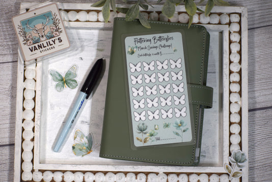 Fluttering Butterflies Savings Challenge | A6 Laminated Budget Binder Insert | Cash Envelope Budgeting | Butterfly Savings Tracker