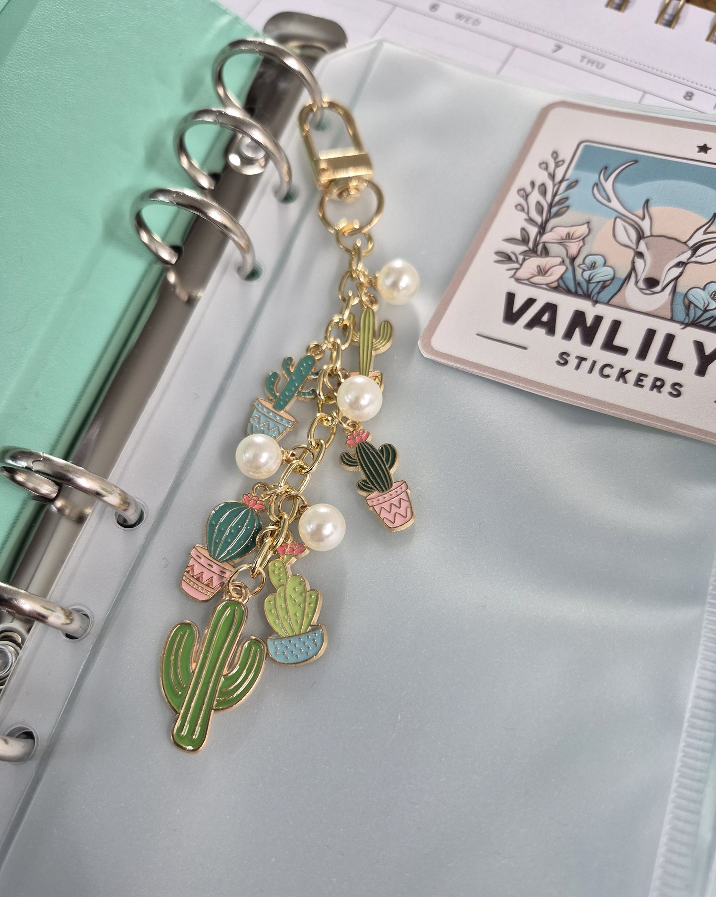 Cactus Planner Charm | Binder Charm | Travelers Notebook Charm | Dangle Charm | Purse, Bag Charm