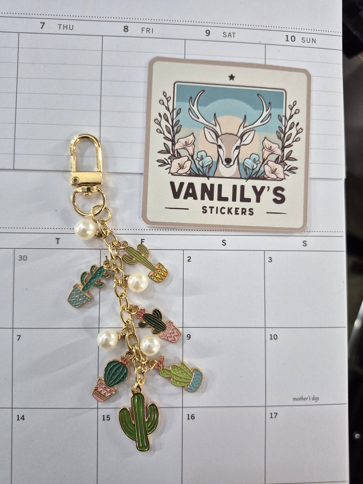 Cactus Planner Charm | Binder Charm | Travelers Notebook Charm | Dangle Charm | Purse, Bag Charm
