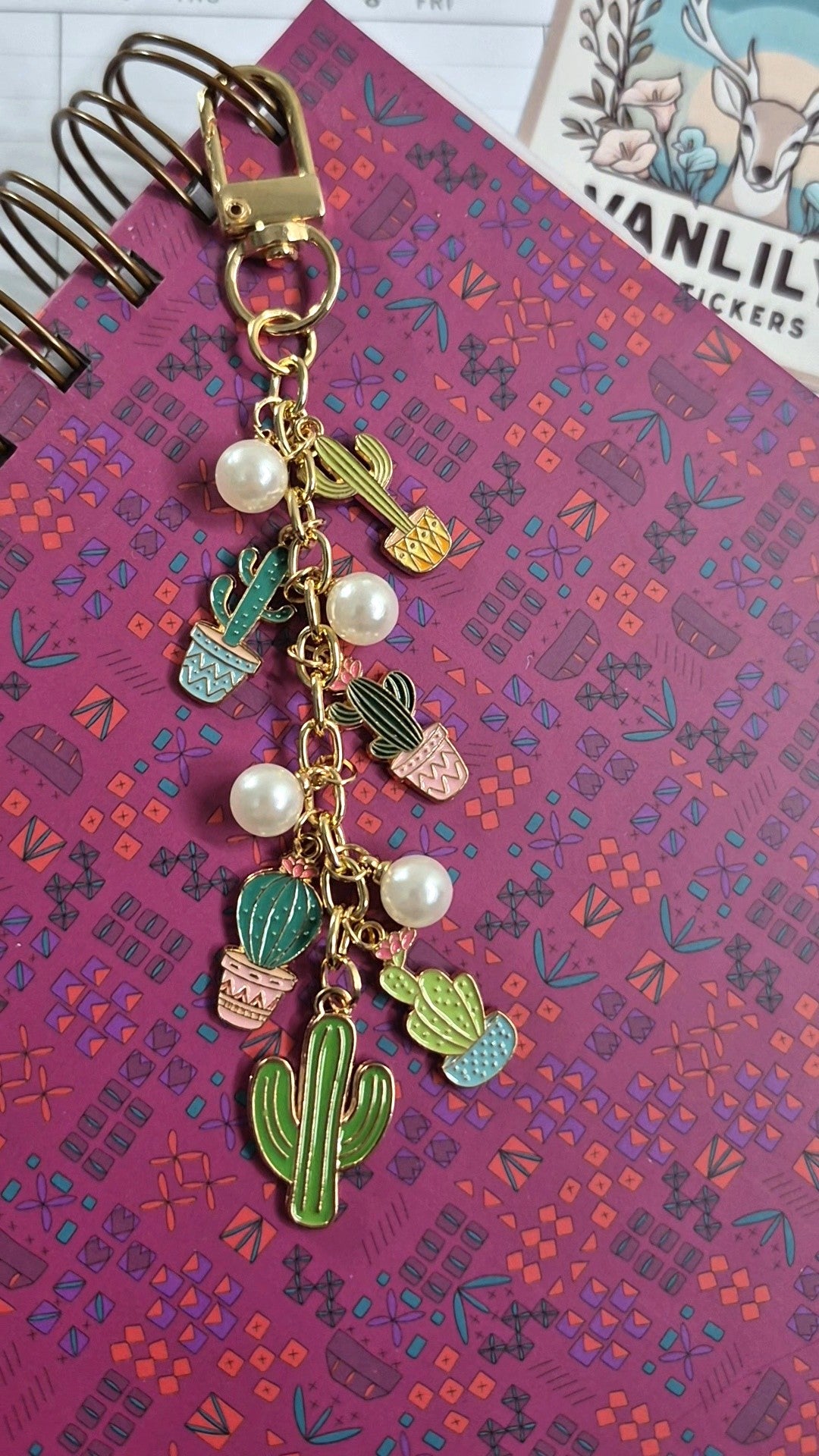 Cactus Planner Charm | Binder Charm | Travelers Notebook Charm | Dangle Charm | Purse, Bag Charm