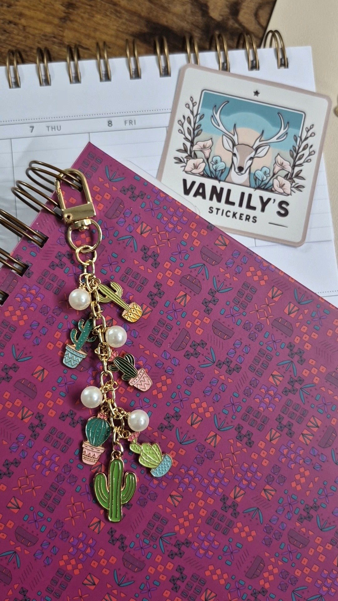 Cactus Planner Charm | Binder Charm | Travelers Notebook Charm | Dangle Charm | Purse, Bag Charm