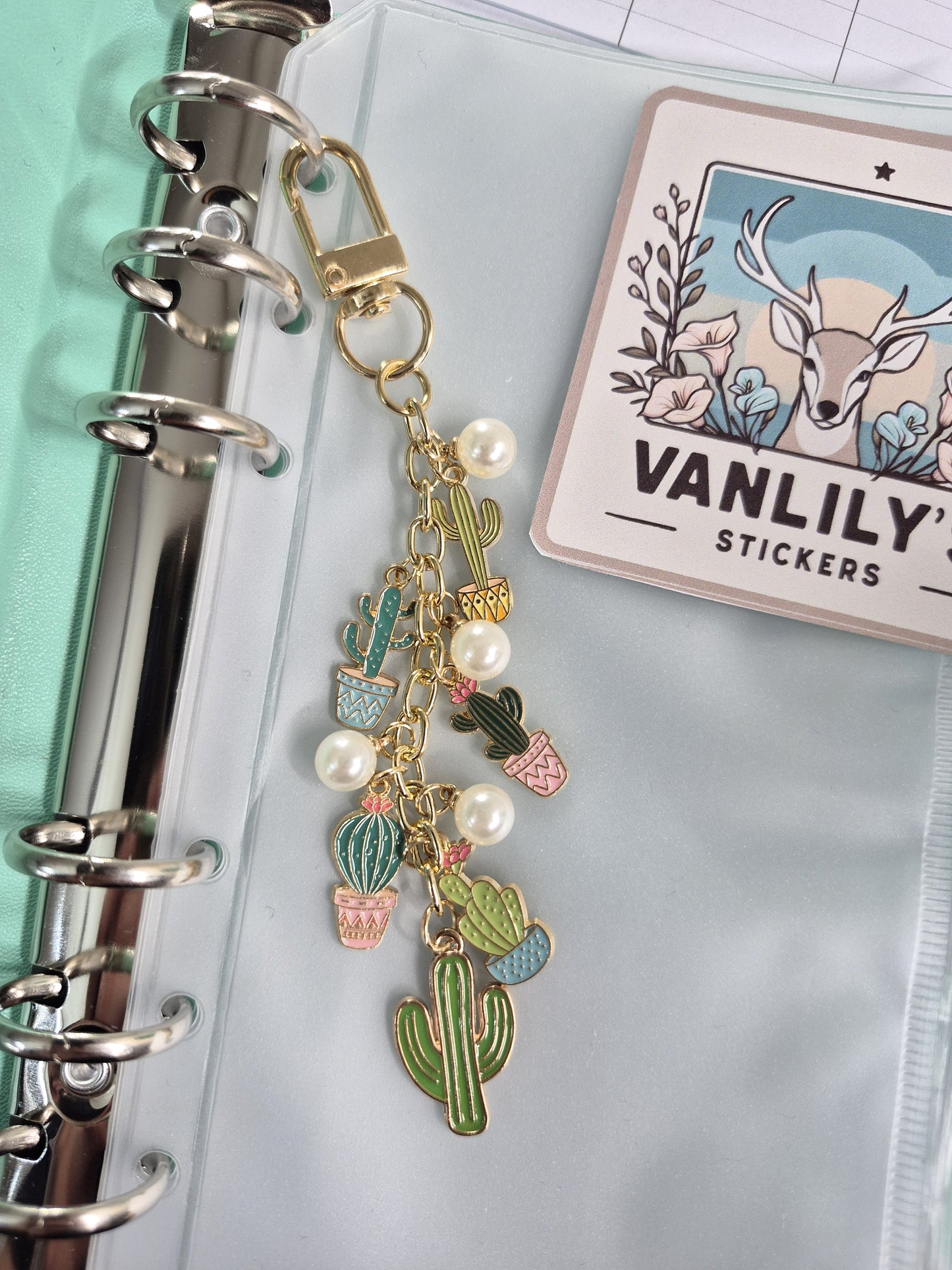 Cactus Planner Charm | Binder Charm | Travelers Notebook Charm | Dangle Charm | Purse, Bag Charm