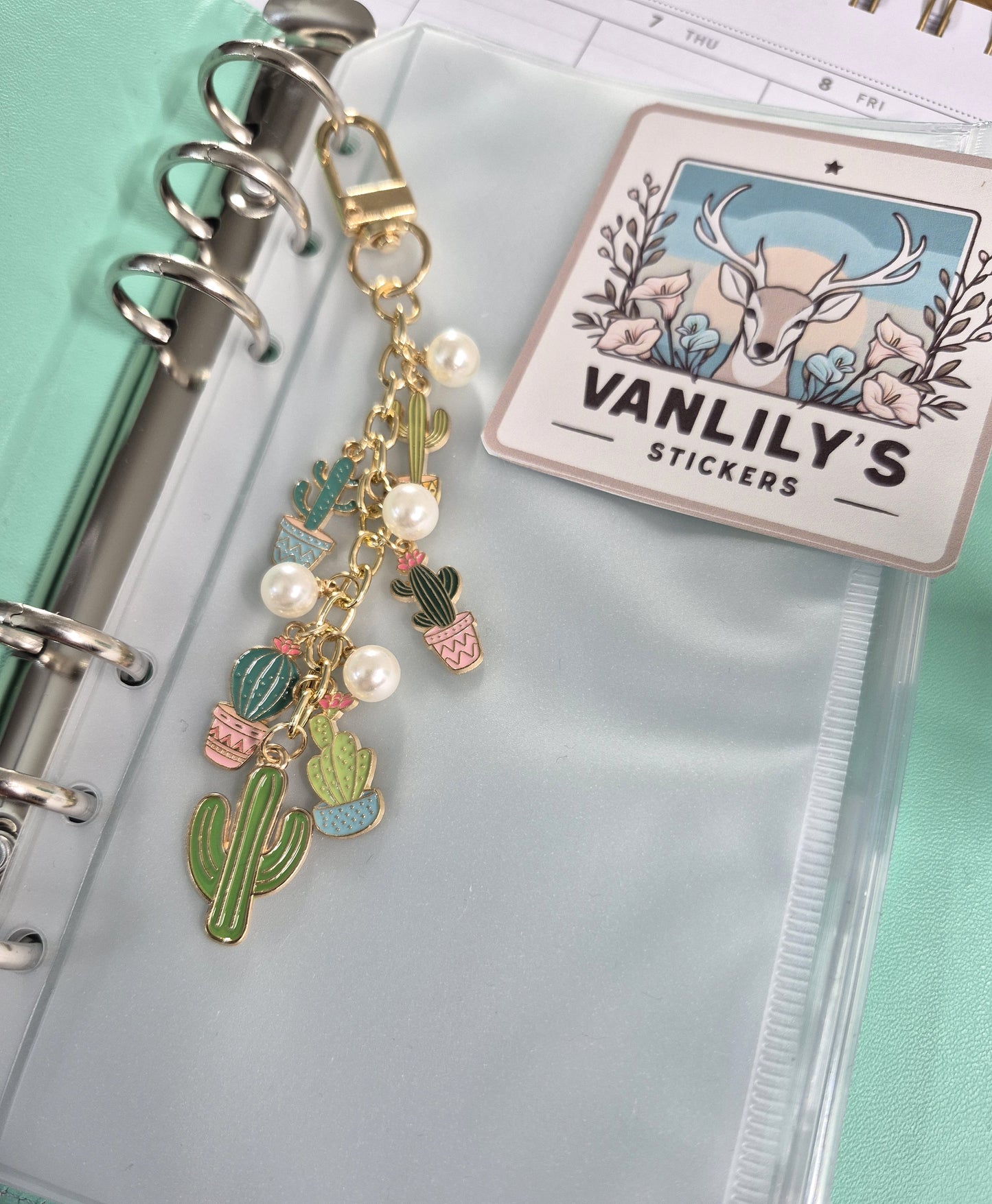 Cactus Planner Charm | Binder Charm | Travelers Notebook Charm | Dangle Charm | Purse, Bag Charm