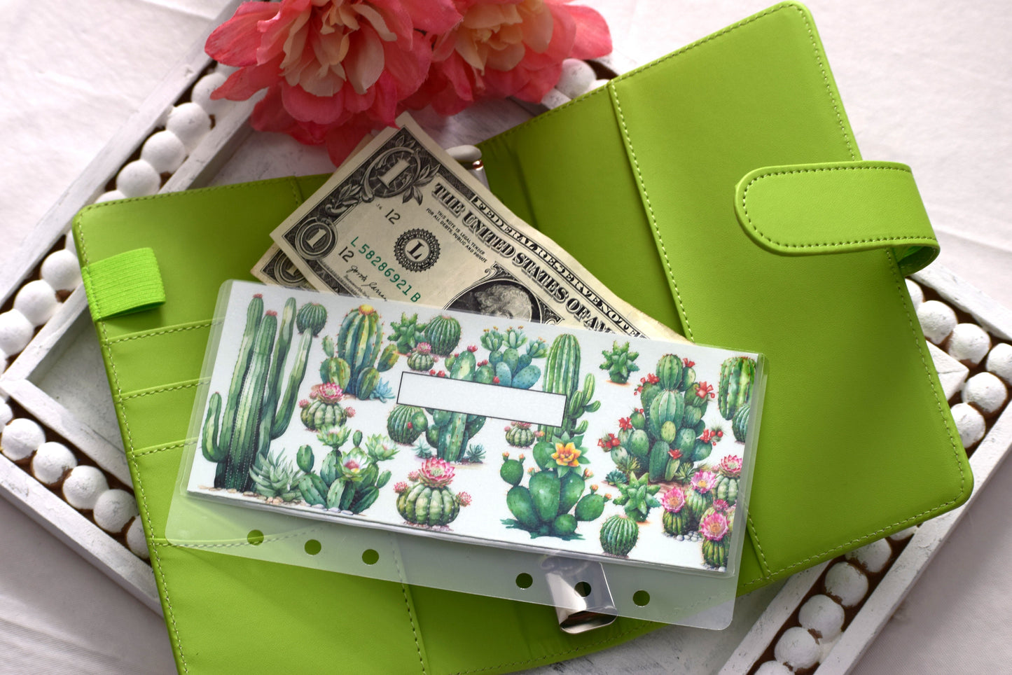 A6 Laminated Cash Envelopes, Cash Binder Envelope, Cactus Galore Theme
