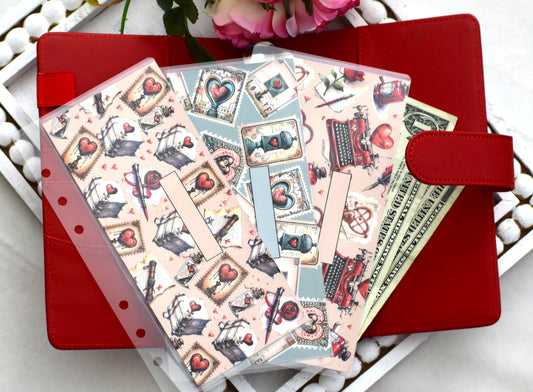A6 Laminated Cash Envelopes, Cash Binder Envelope, Traveling Love Letter Theme