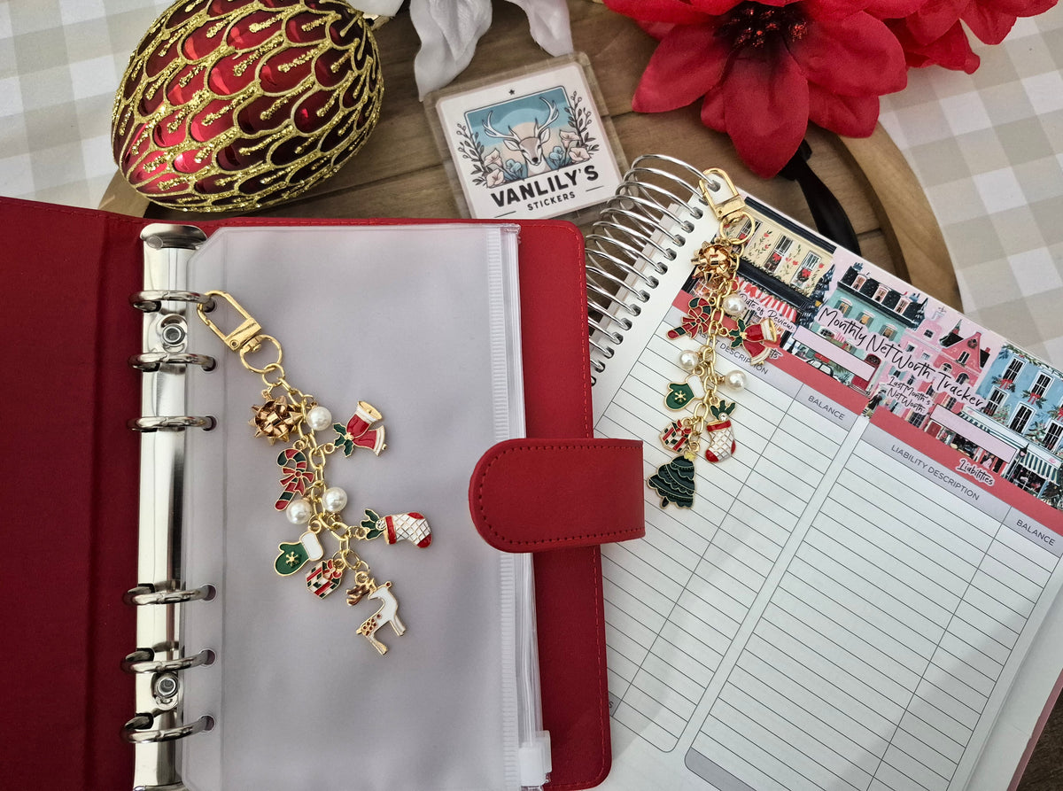 Christmas Planner Charm, Red Holiday Charm | Binder Charm | Travelers Notebook Charm | Dangle Charm | Purse, Bag Charm