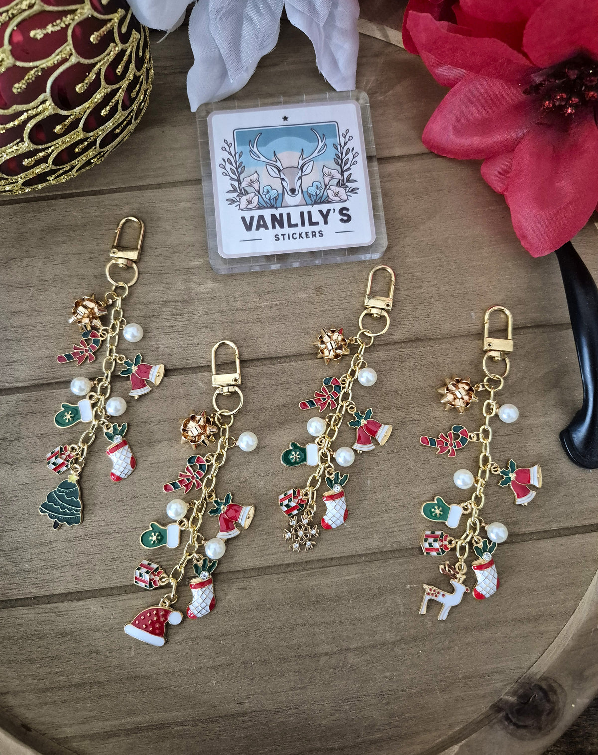 Christmas Planner Charm, Red Holiday Charm | Binder Charm | Travelers Notebook Charm | Dangle Charm | Purse, Bag Charm