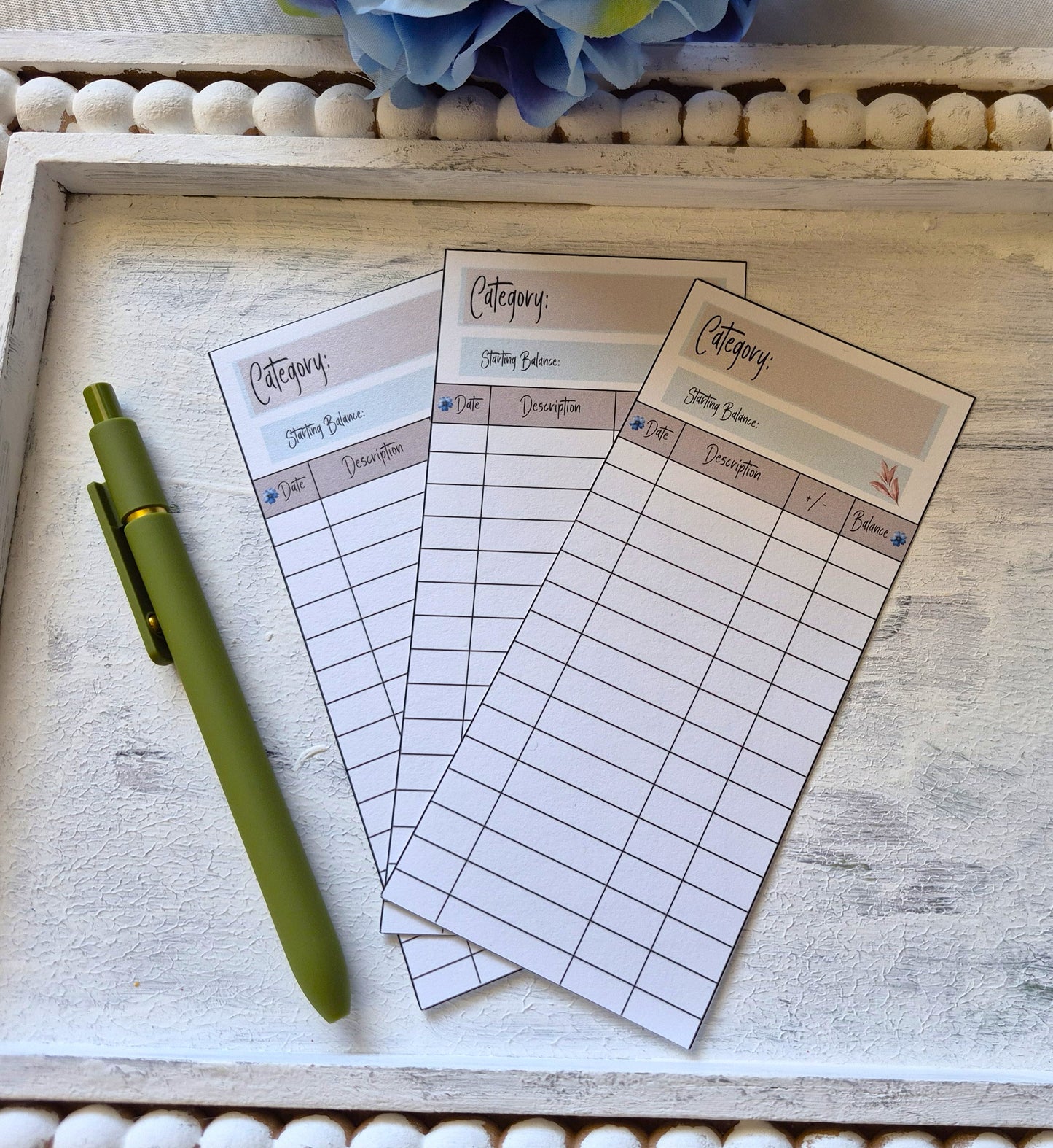 Cash Envelope Tracker Inserts | A6 Envelope Trackers | Cash Envelope Budget System |Blue Flower Theme