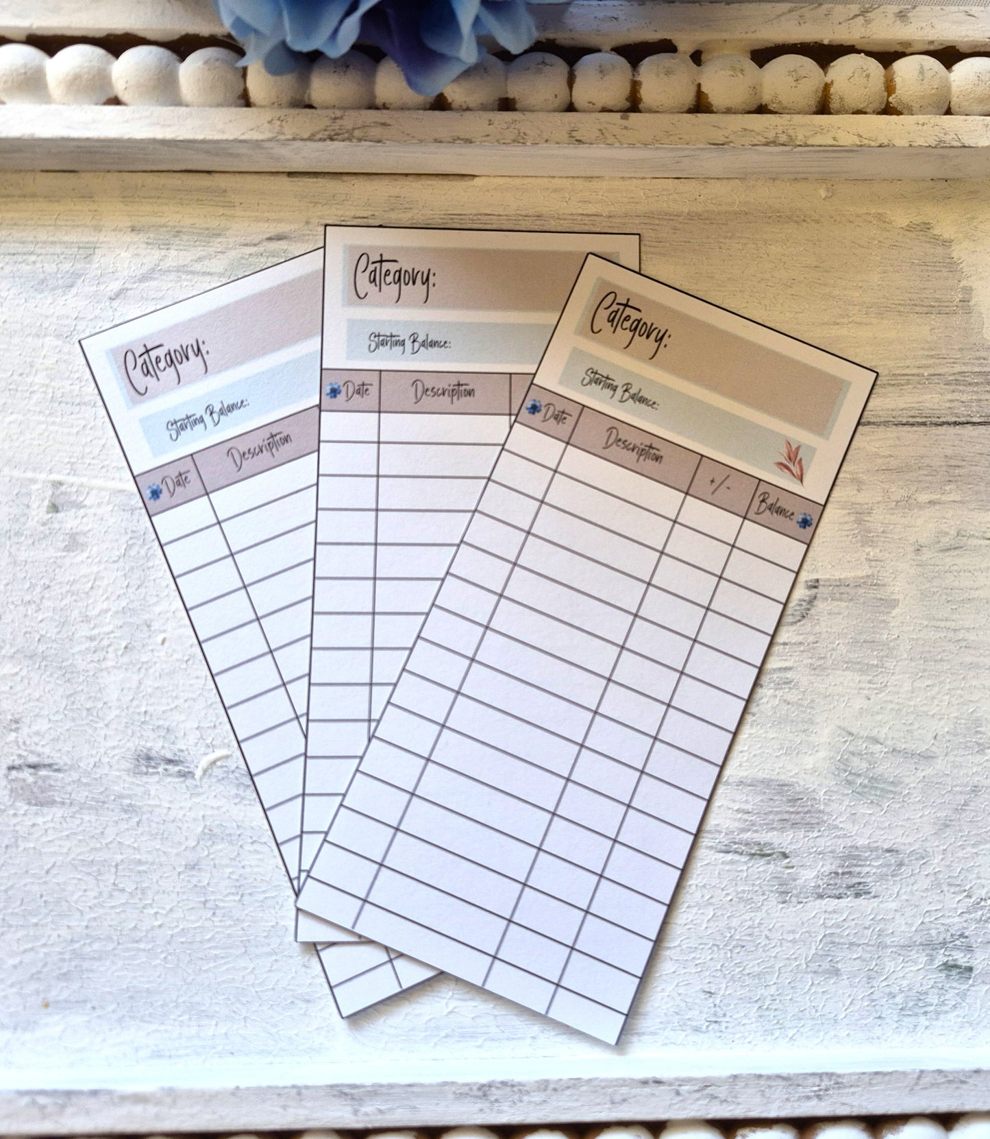 Cash Envelope Tracker Inserts | A6 Envelope Trackers | Cash Envelope Budget System |Blue Flower Theme