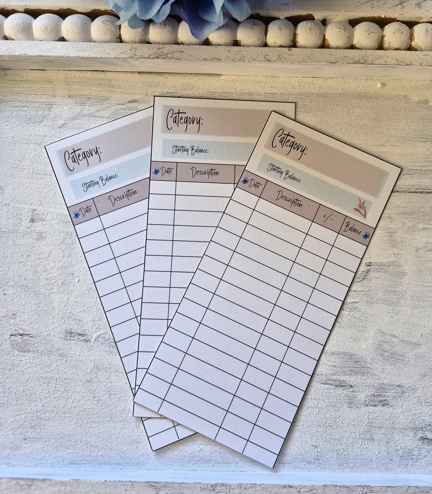Cash Envelope Tracker Inserts | A6 Envelope Trackers | Cash Envelope Budget System |Blue Flower Theme