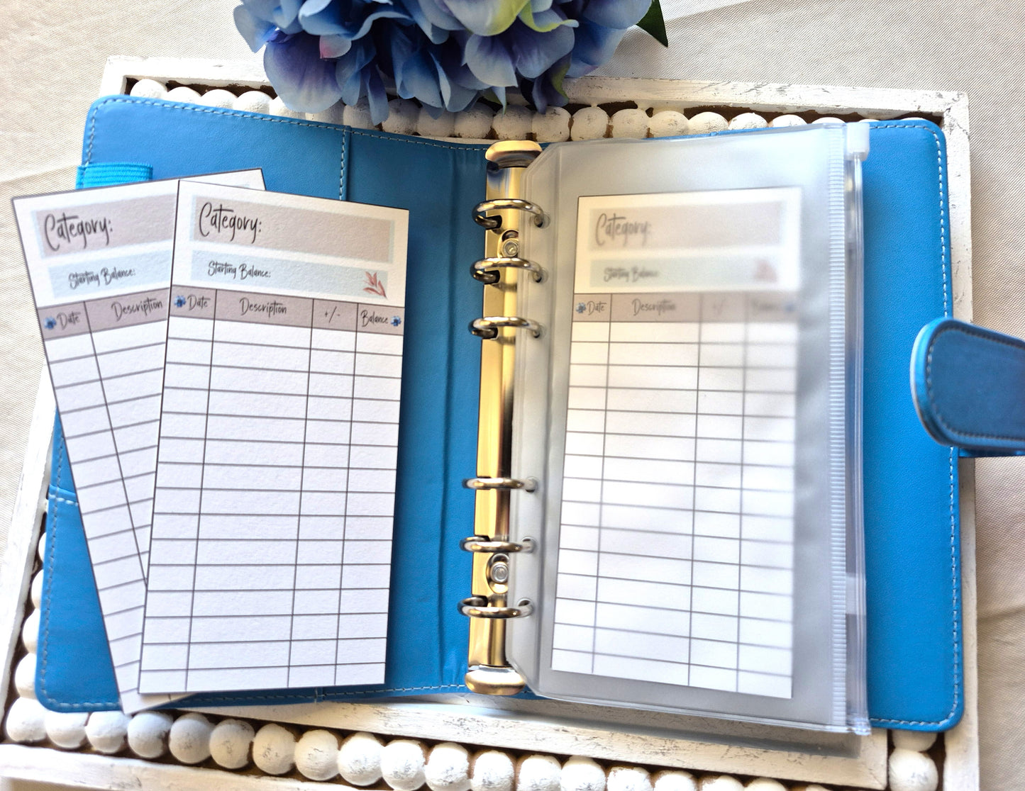 Cash Envelope Tracker Inserts | A6 Envelope Trackers | Cash Envelope Budget System |Blue Flower Theme