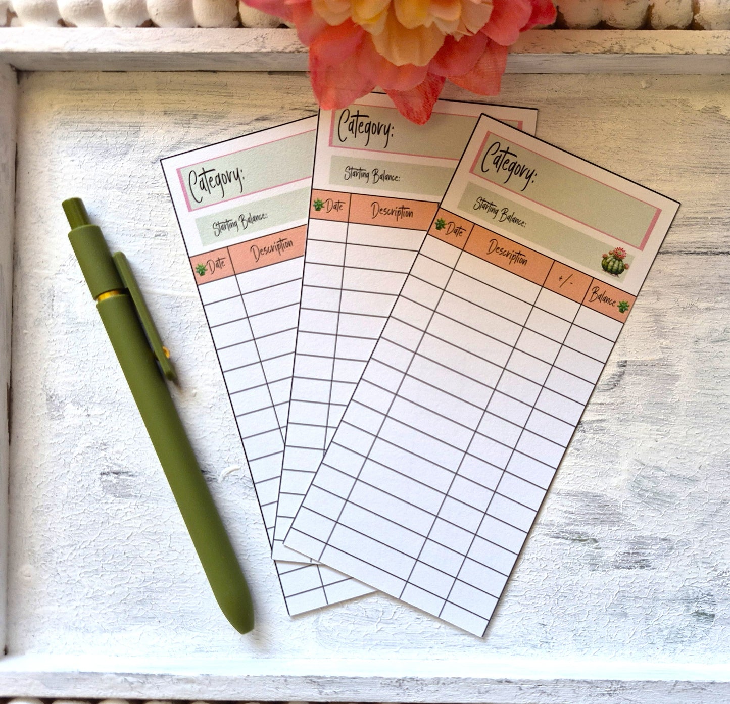 Cash Envelope Tracker Inserts | A6 Envelope Trackers | Cash Envelope Budget System | Cactus Galore Theme