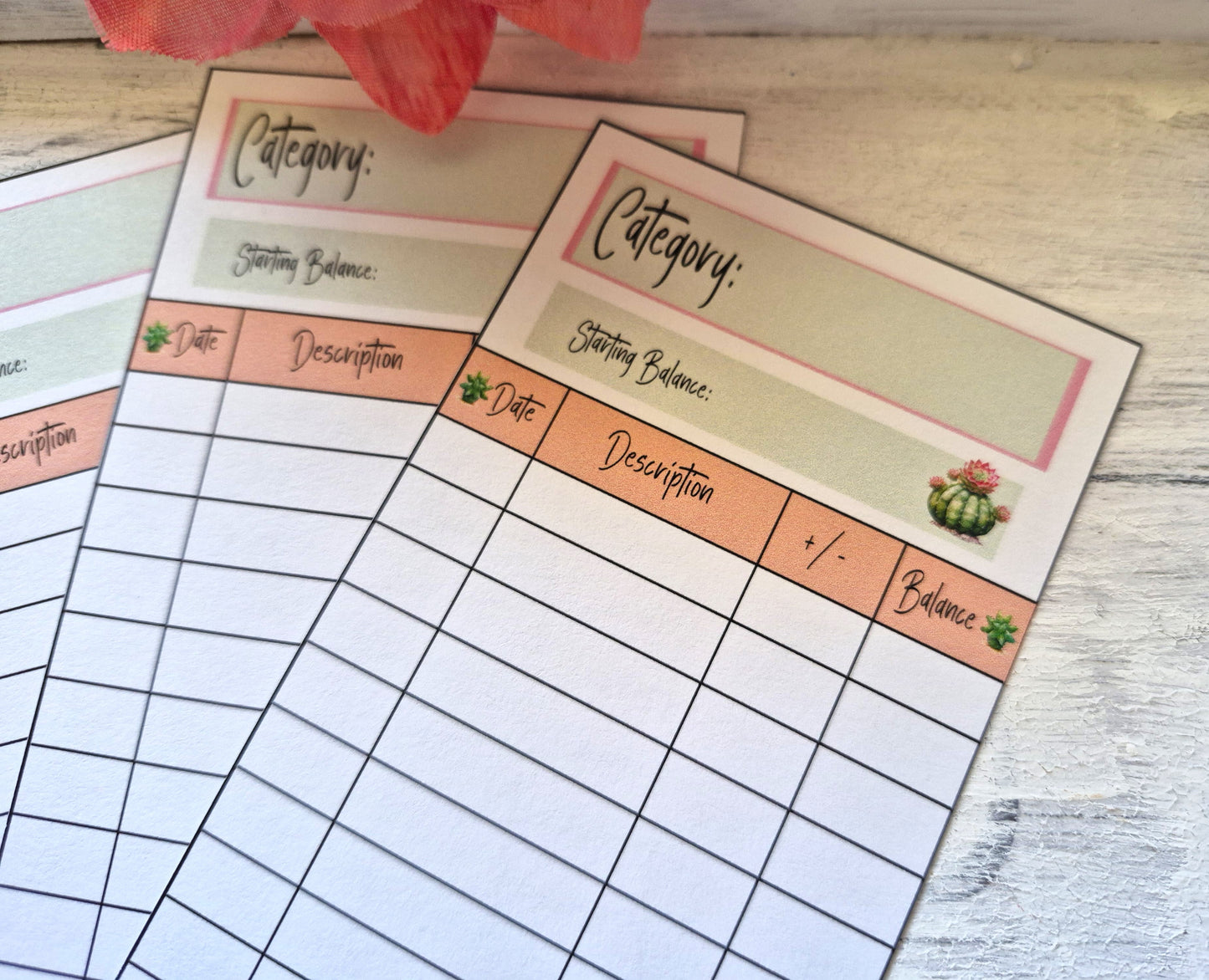 Cash Envelope Tracker Inserts | A6 Envelope Trackers | Cash Envelope Budget System | Cactus Galore Theme