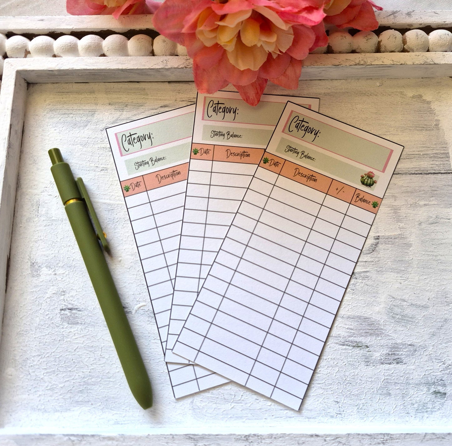 Cash Envelope Tracker Inserts | A6 Envelope Trackers | Cash Envelope Budget System | Cactus Galore Theme