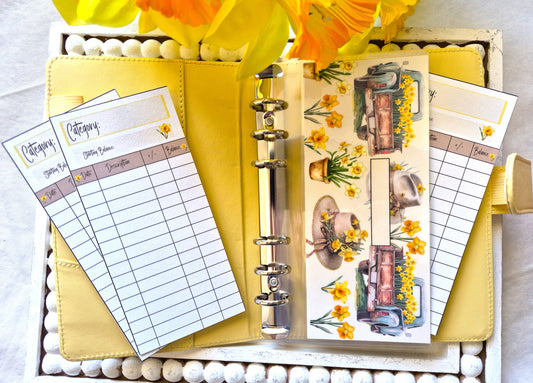 Cash Envelope Tracker Inserts | A6 Envelope Trackers | Cash Envelope Budget System | Daffodil Delight Theme